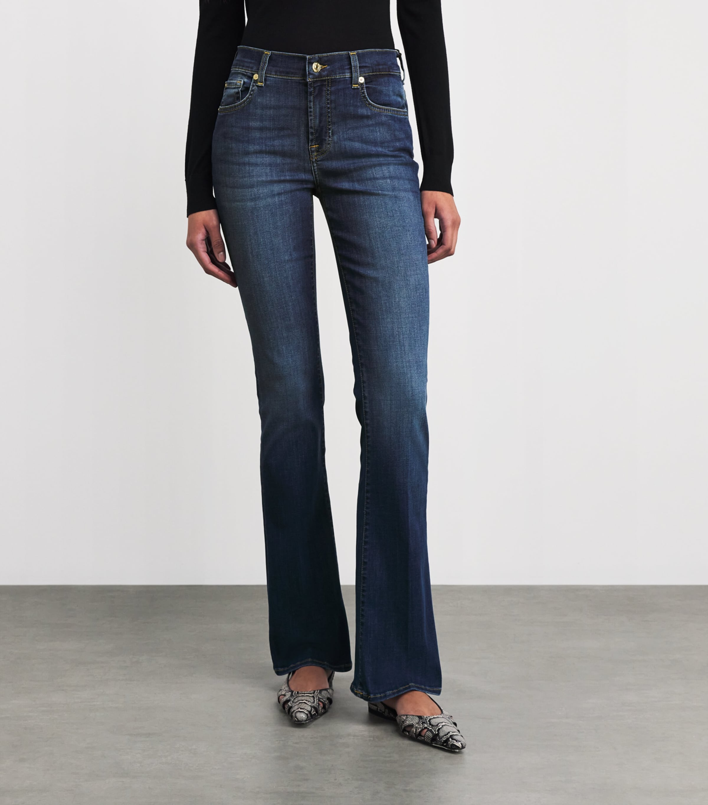 7 For All Mankind Womens B(Air) Mid-Rise Bootcut Jeans Rinsed Indigo Image 4