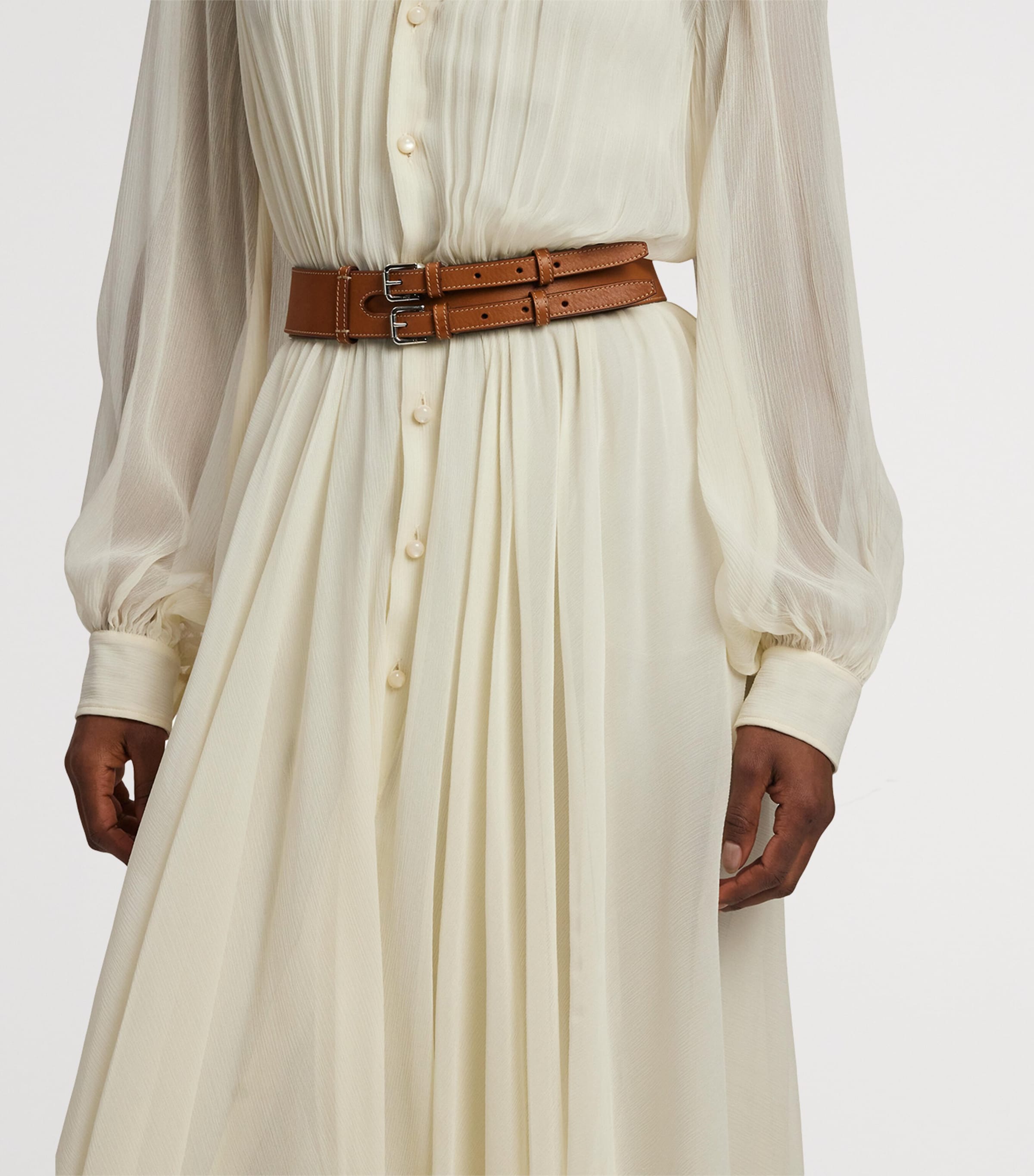 Leather Double-Buckle Belt RL GOLD Image 4