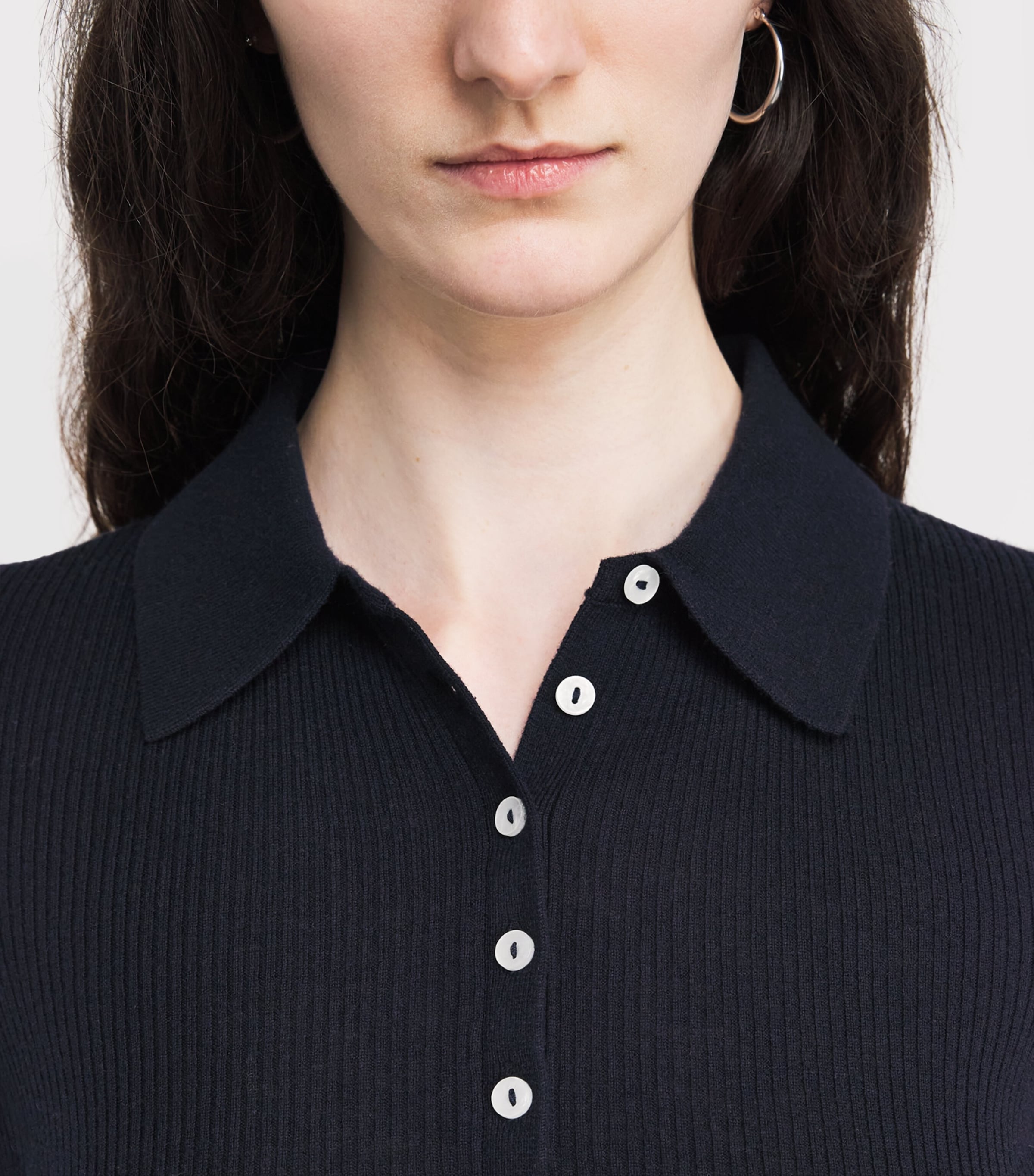 Wool-Silk Polo Sweater NAVY Image 6