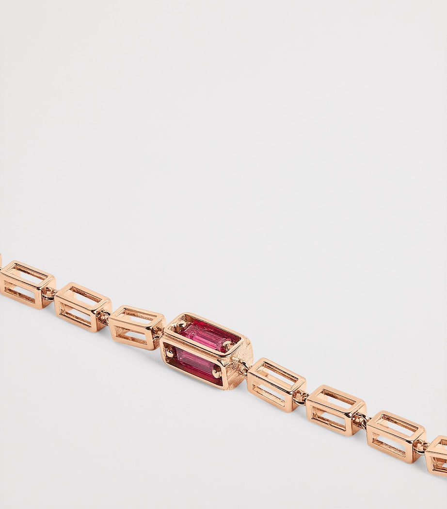 Rose Gold and Ruby Block Chain Bracelet 18K RG/R Image 3