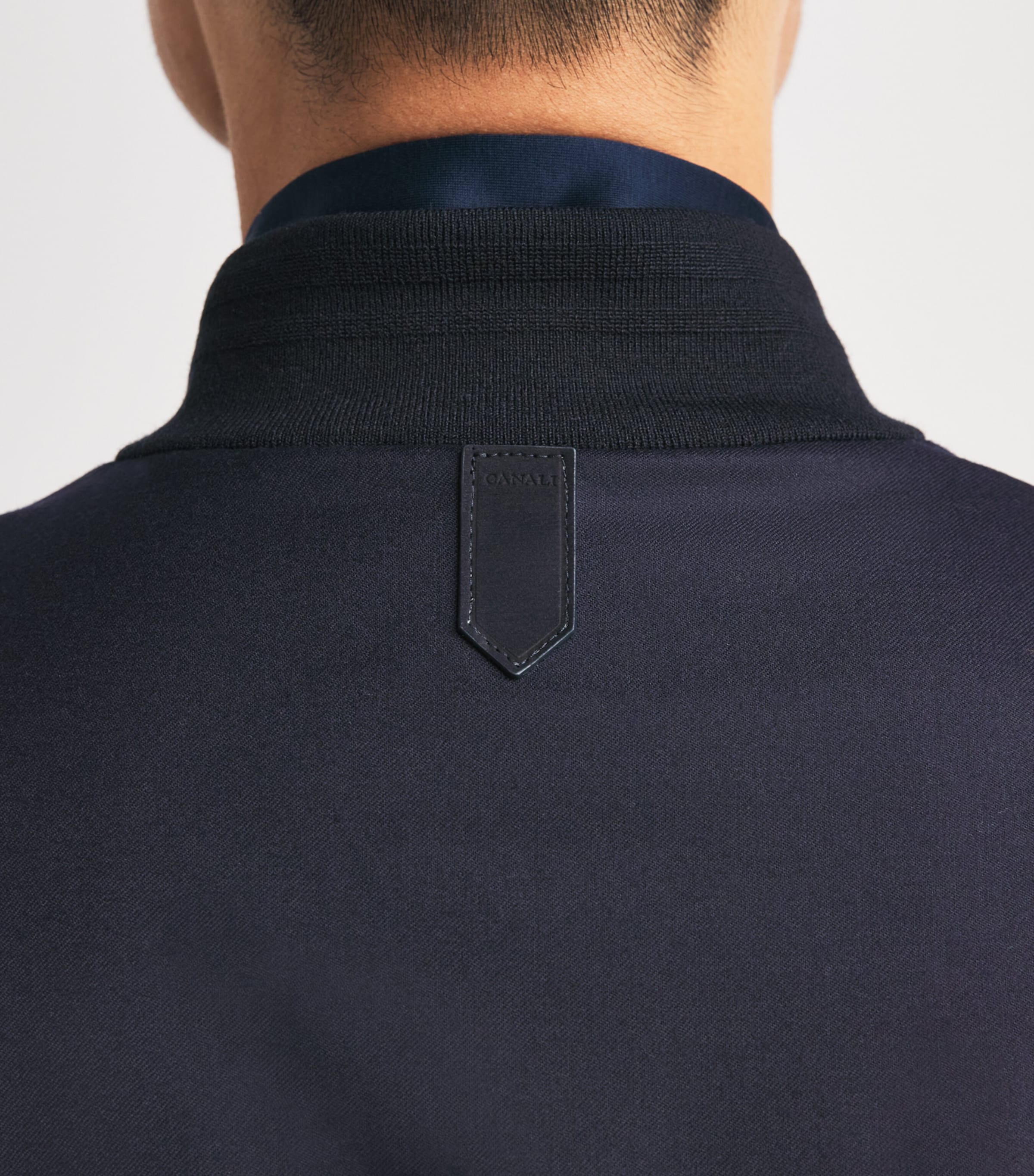 Canali Mens Wool Bomber Jacket Navy Image 3