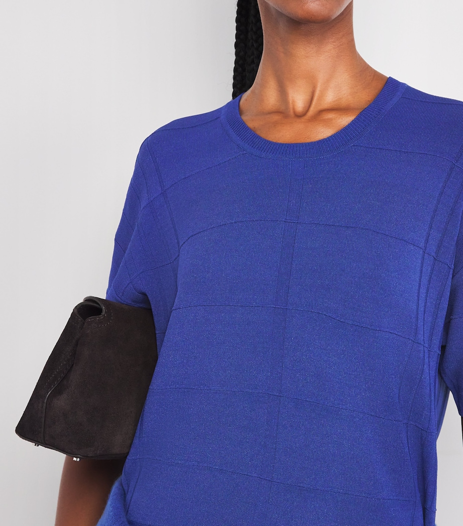 Joseph Womens Grid Knit T-Shirt Cobalt Image 6