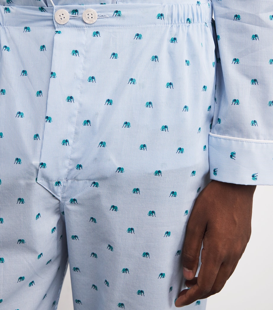 Cotton Elephant Print Pyjama Set BLUE Image 6