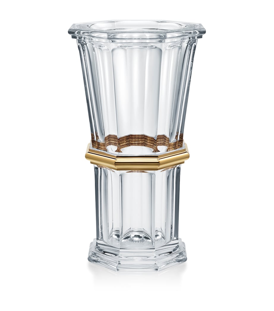 Large Harcourt 1841 Clear & Gold Vase (32cm) CLEAR Image 1