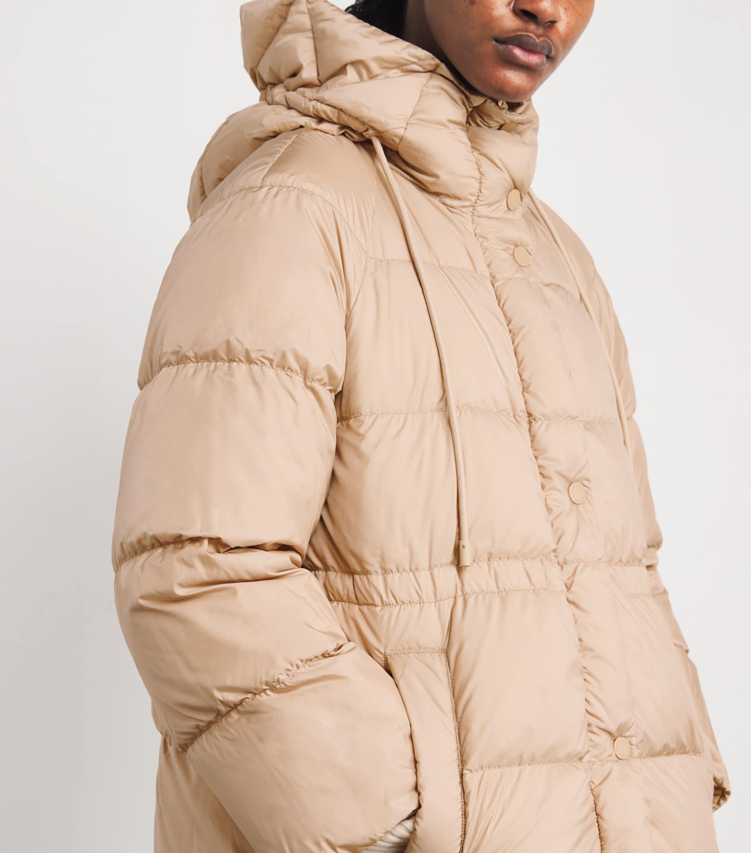 Down Water-Repellent Reversible Coat BEIGE Image 8