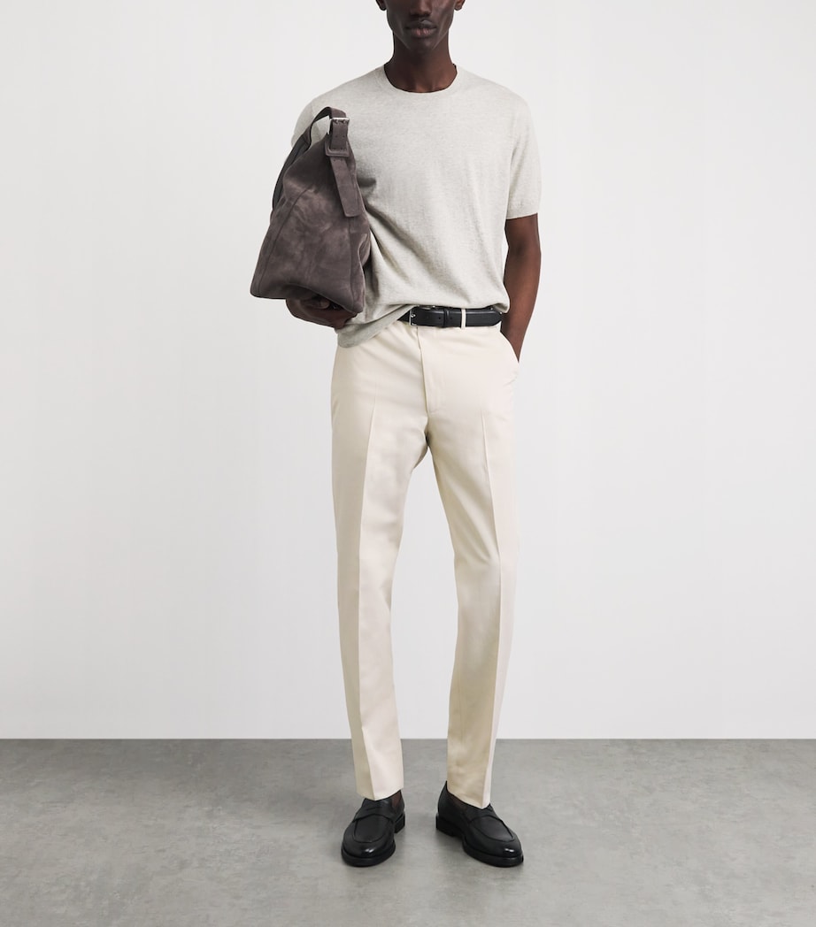 Corneliani Mens Cotton-Cashmere Trousers Natural / Beige Image 2