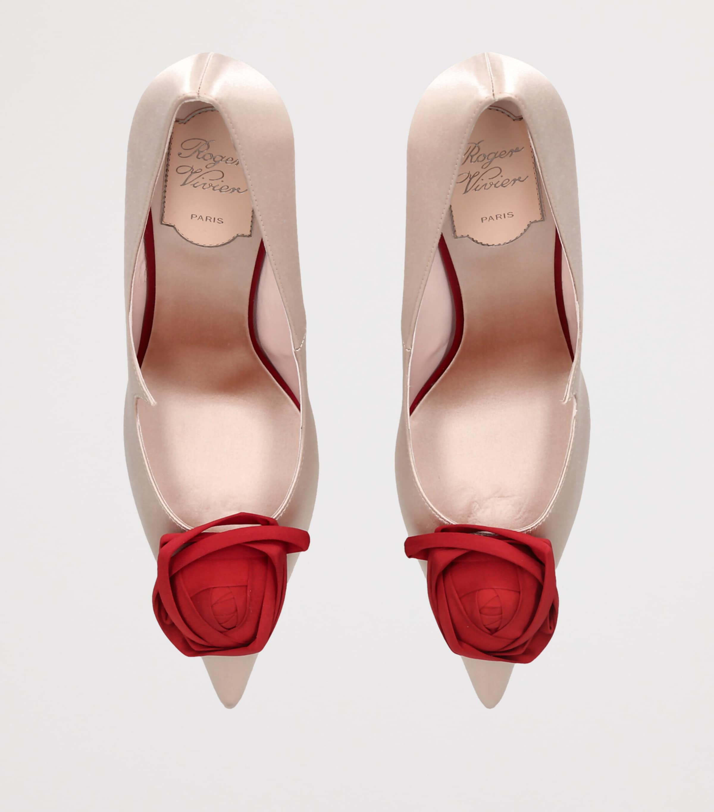 Roger Vivier Satin Rose Pumps 85 Cream Comb Image 3