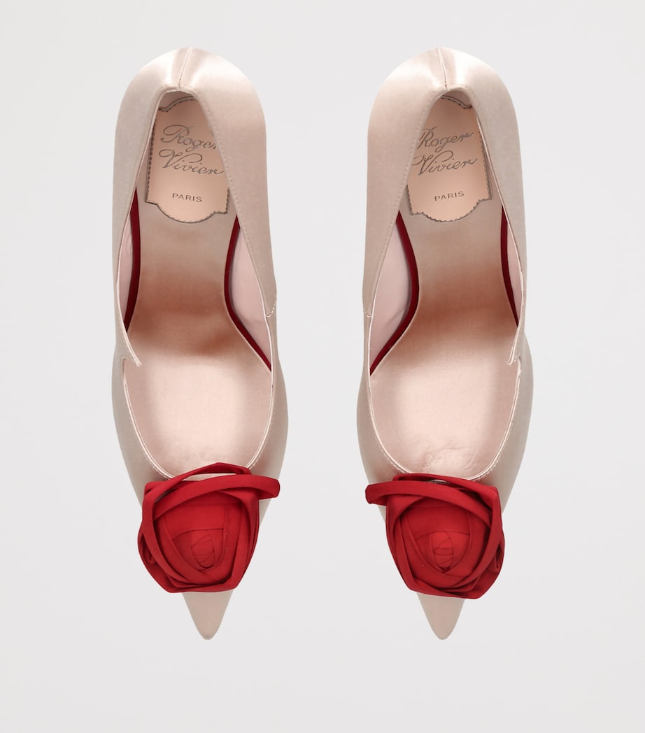 Roger Vivier Satin Rose Pumps 85 Cream Comb Image 3
