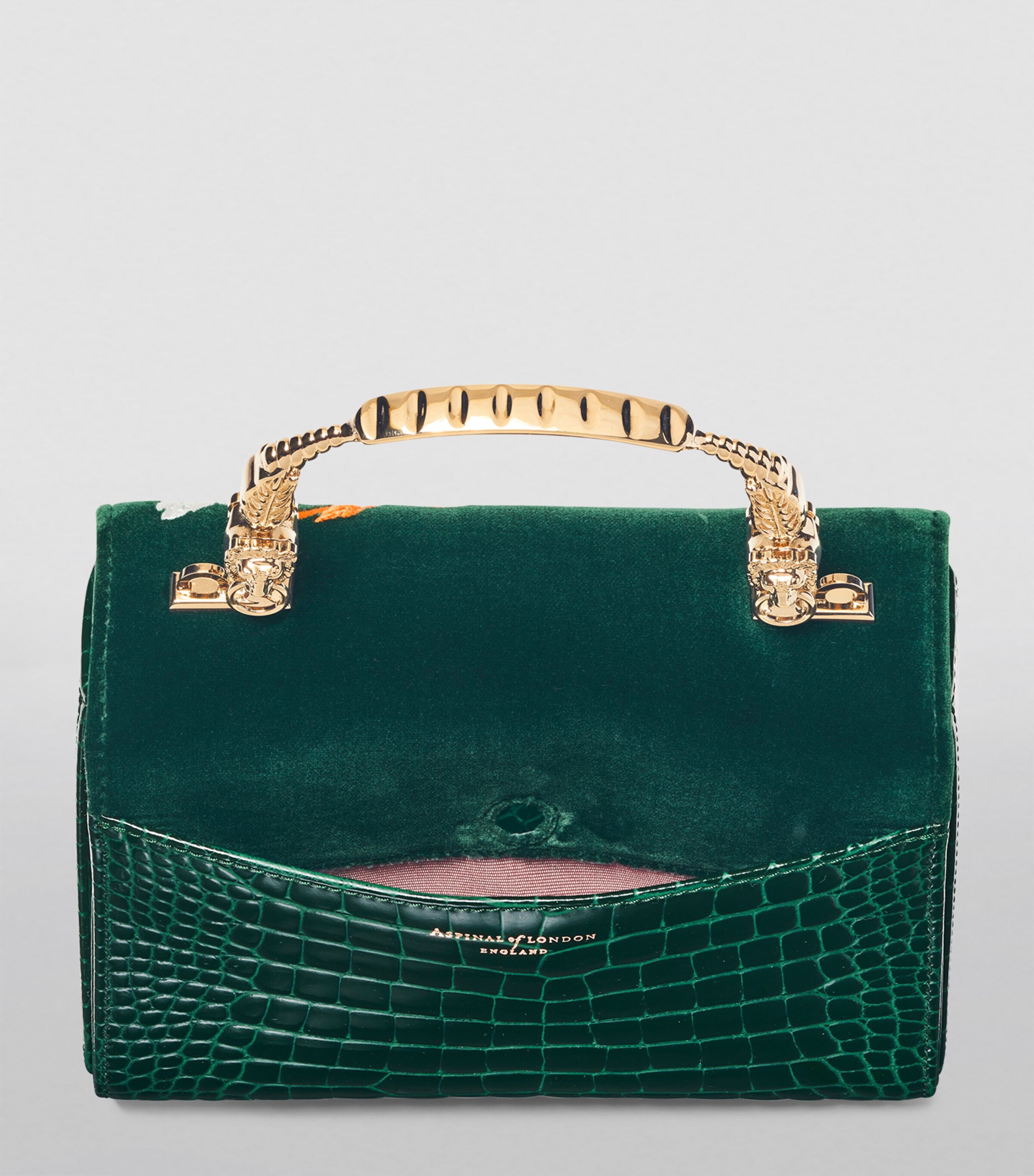 Midi Velvet Embroidered Mayfair Top-Handle Bag EVERGREEN Image 7