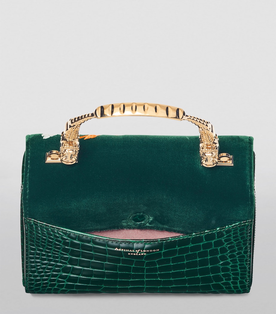 Midi Velvet Embroidered Mayfair Top-Handle Bag EVERGREEN Image 7