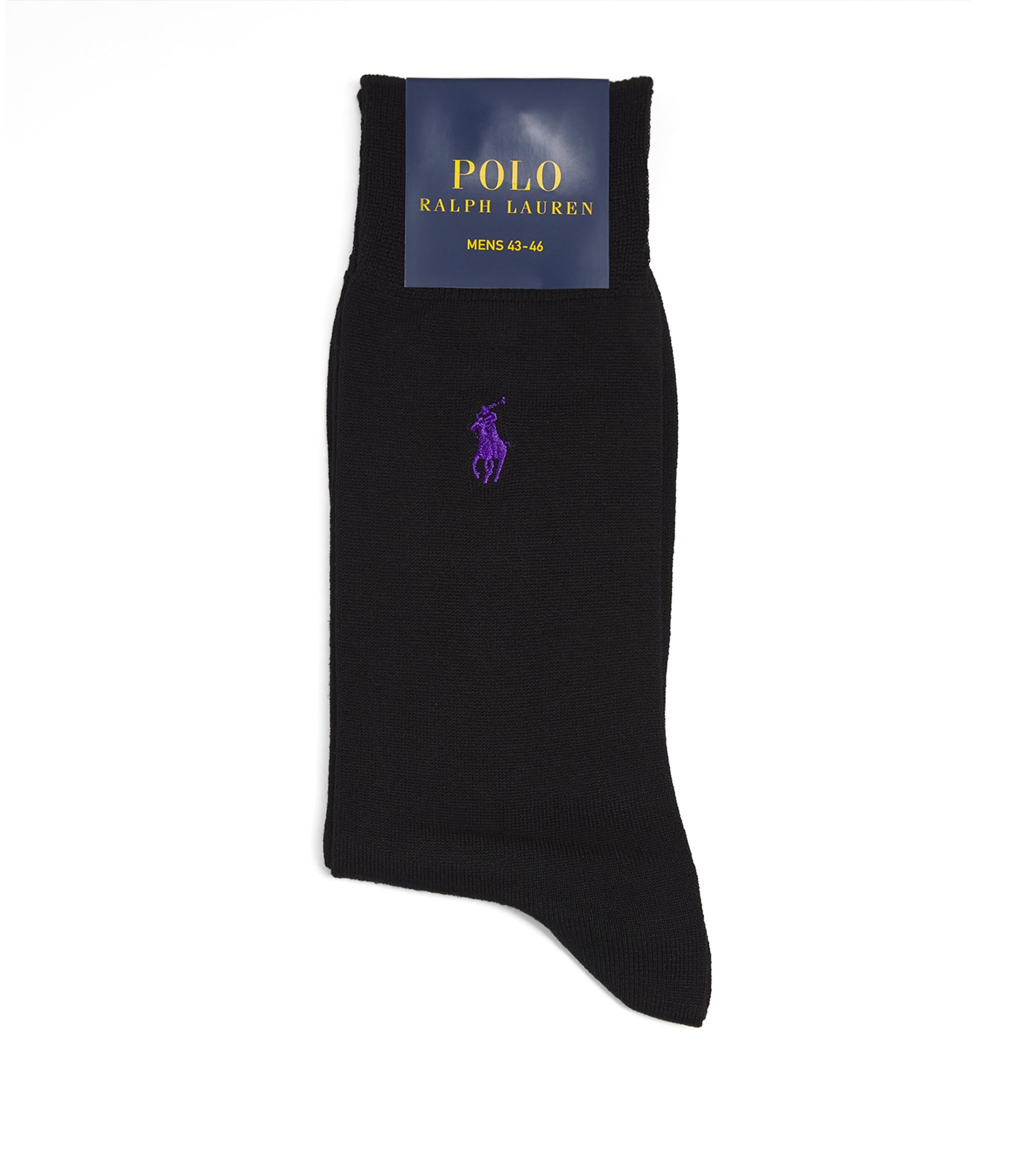 Polo Ralph Lauren Mens Pony Flat-Knit Trouser Socks Black Image 1