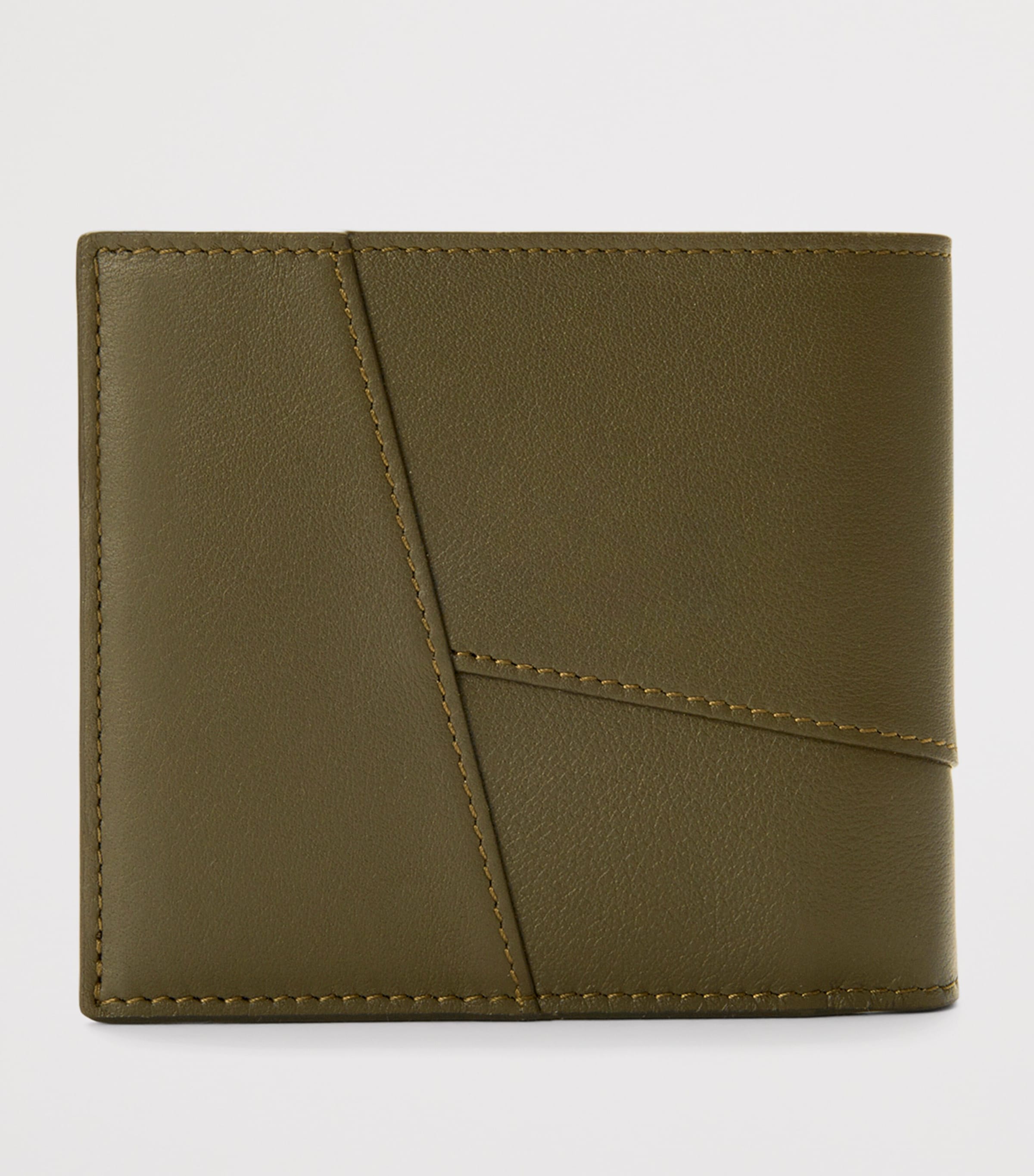 Leather Puzzle Edge Bifold Wallet DARK KHAKI Image 4