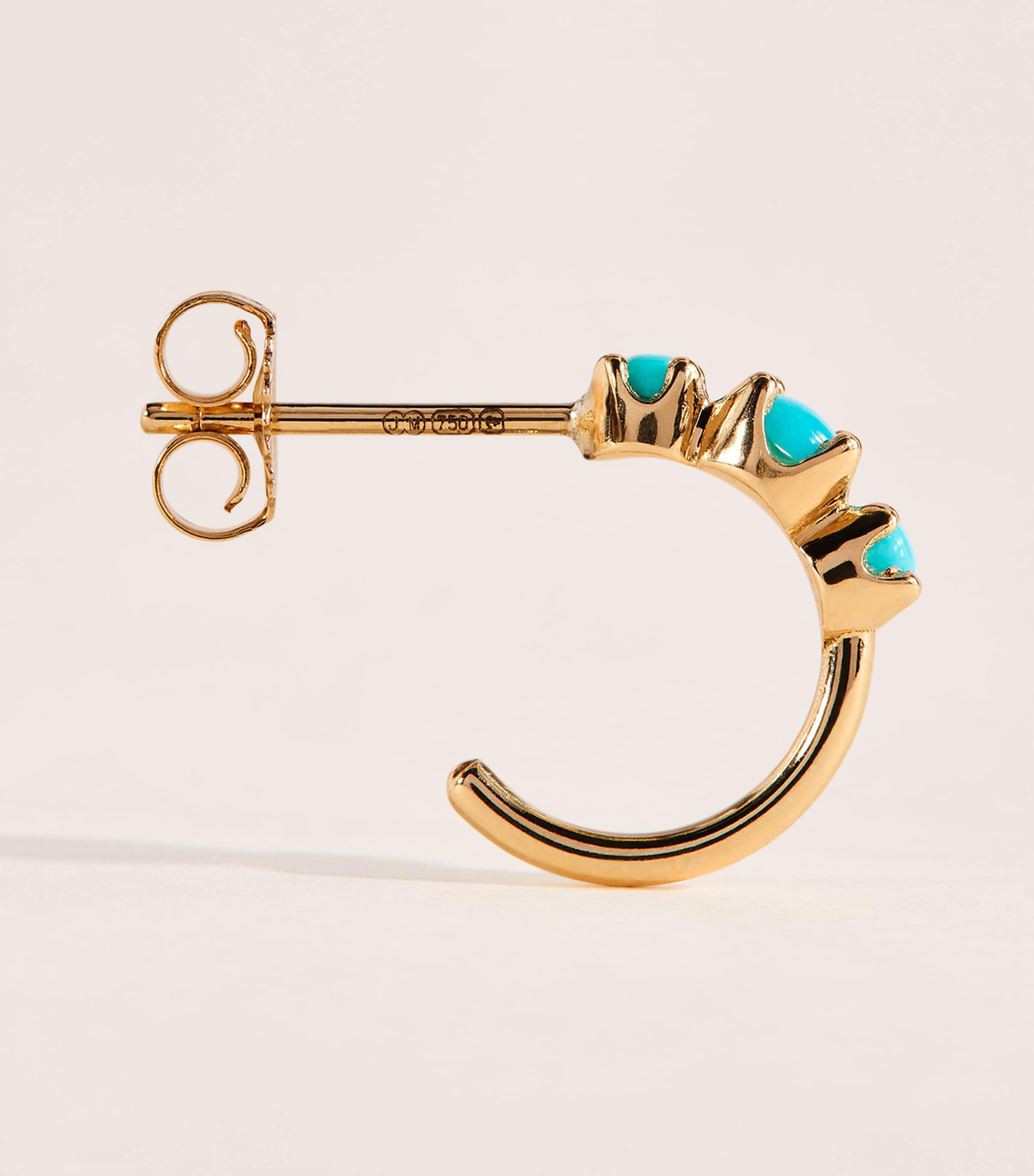 Jennifer Meyer Mini Yellow Gold and Turquoise Hoop Earrings Yellow Gold Image 3