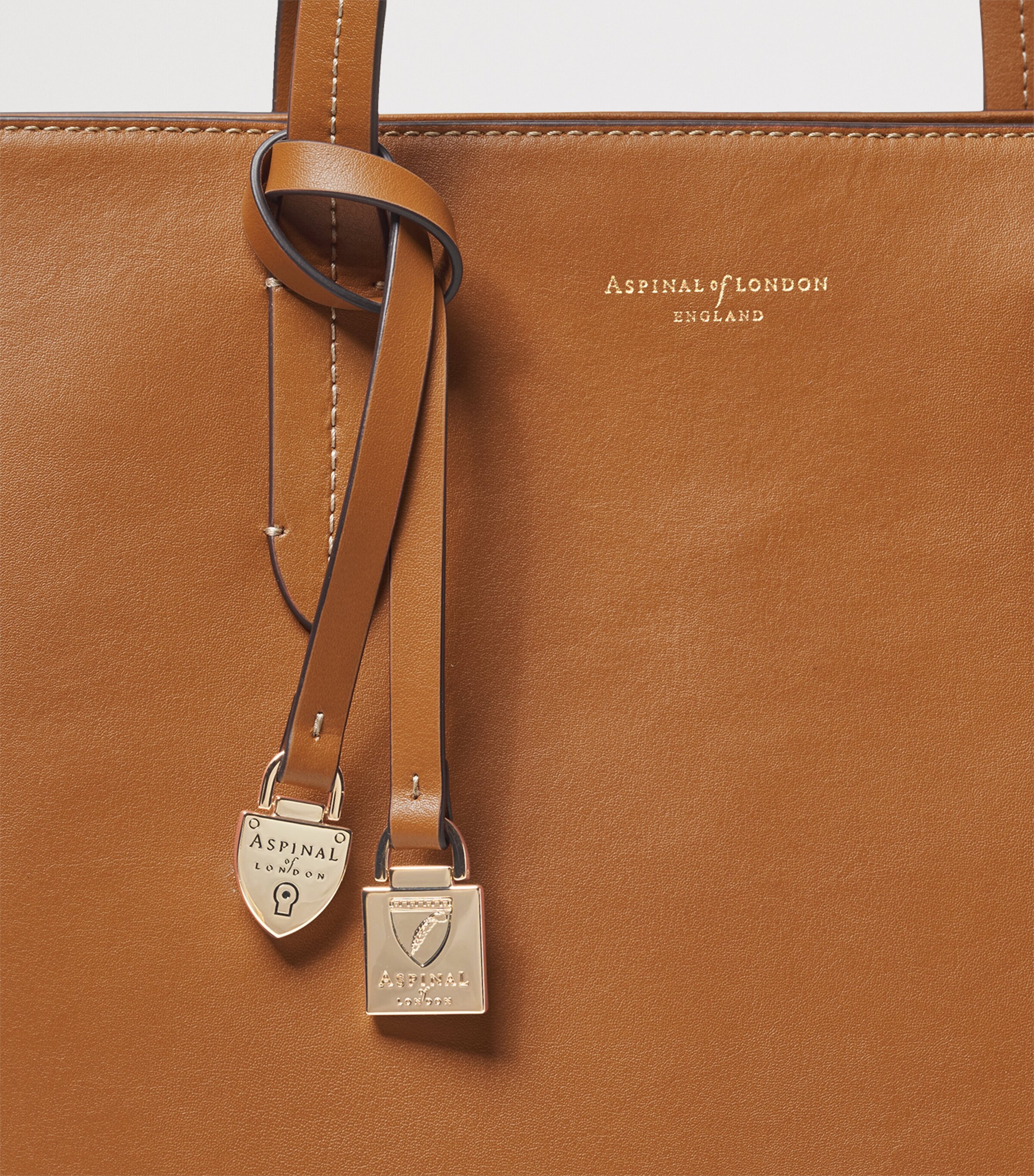 Leather East West Tote Bag TAN Image 7