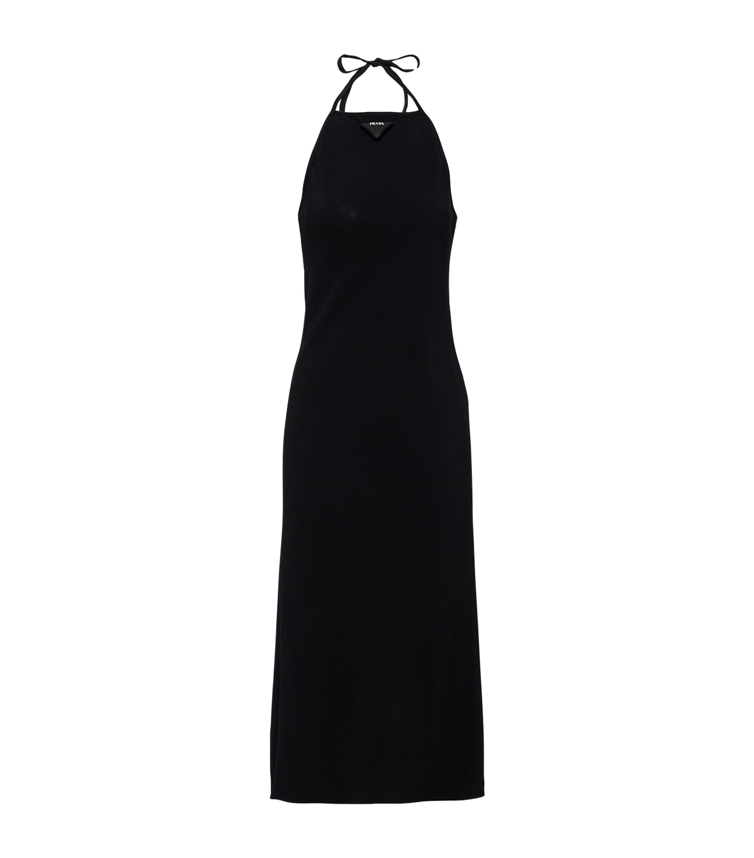 Prada Halter Sable Midi Dress In Black