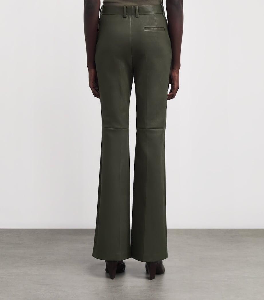 Joseph Womens Tafira Flared Leather Trousers Palm Leaf Image 4