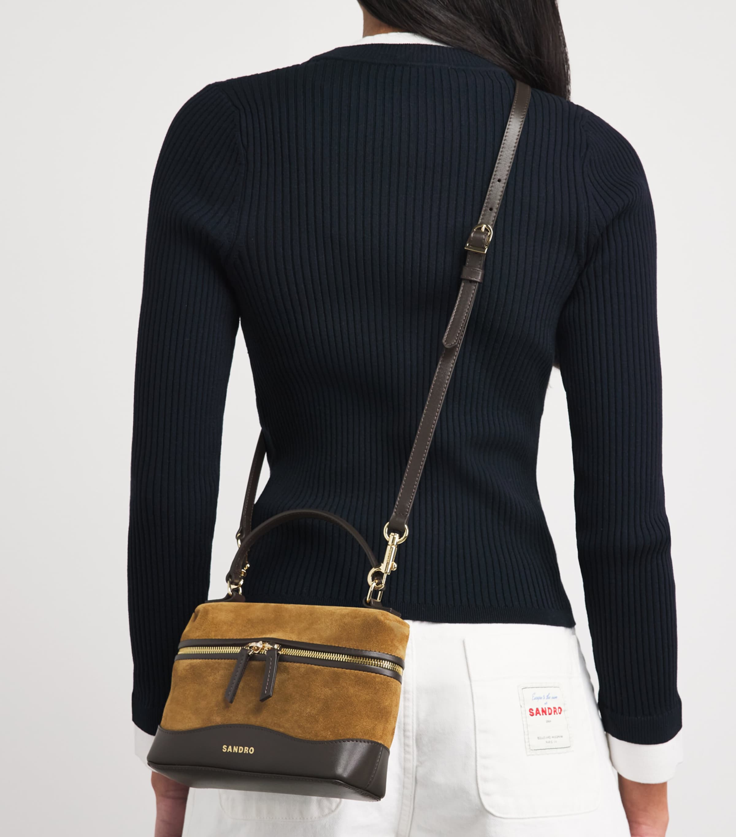 Sandro Paris Suede Tangolino Vanity Bag Camel Image 4