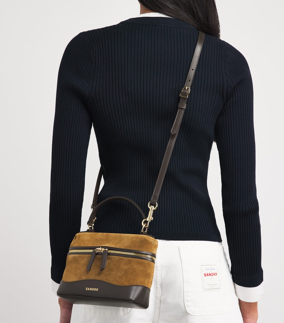Sandro Paris Suede Tangolino Vanity Bag Camel Image 4