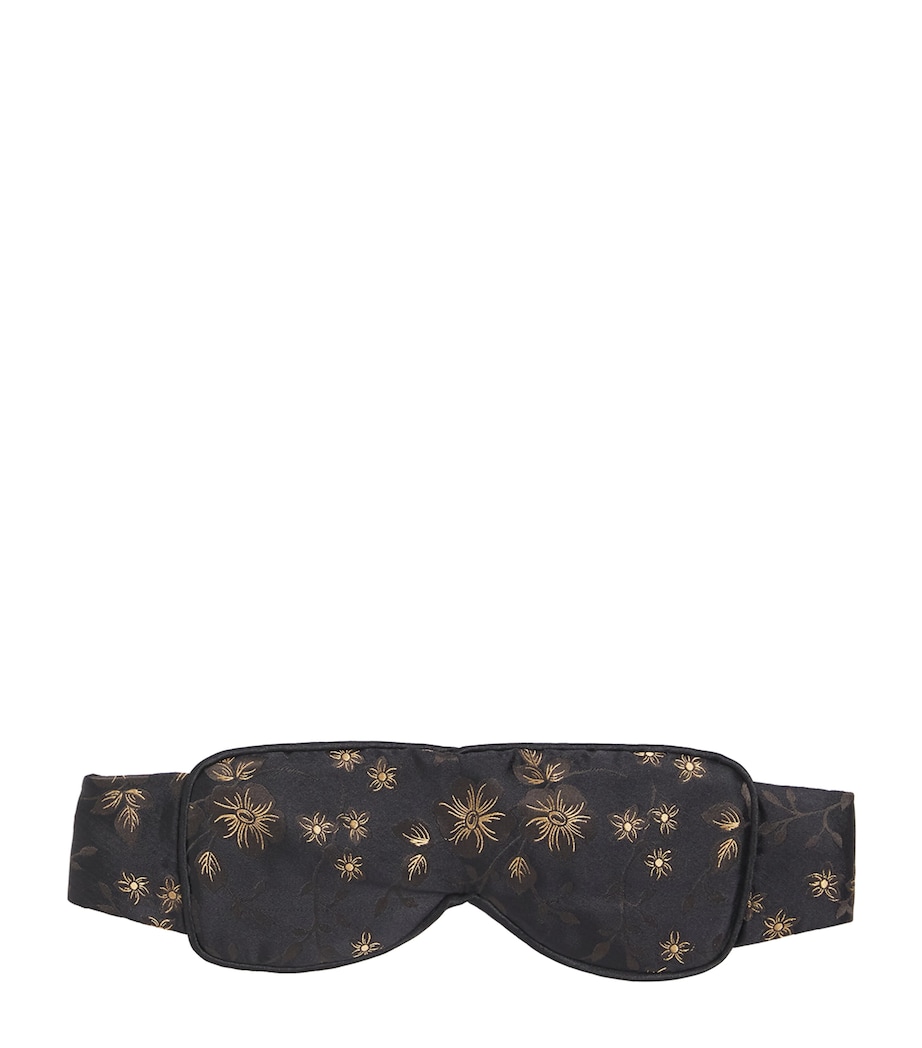 Silk Night Floral Eye Mask BLACK/GOLD Image 1