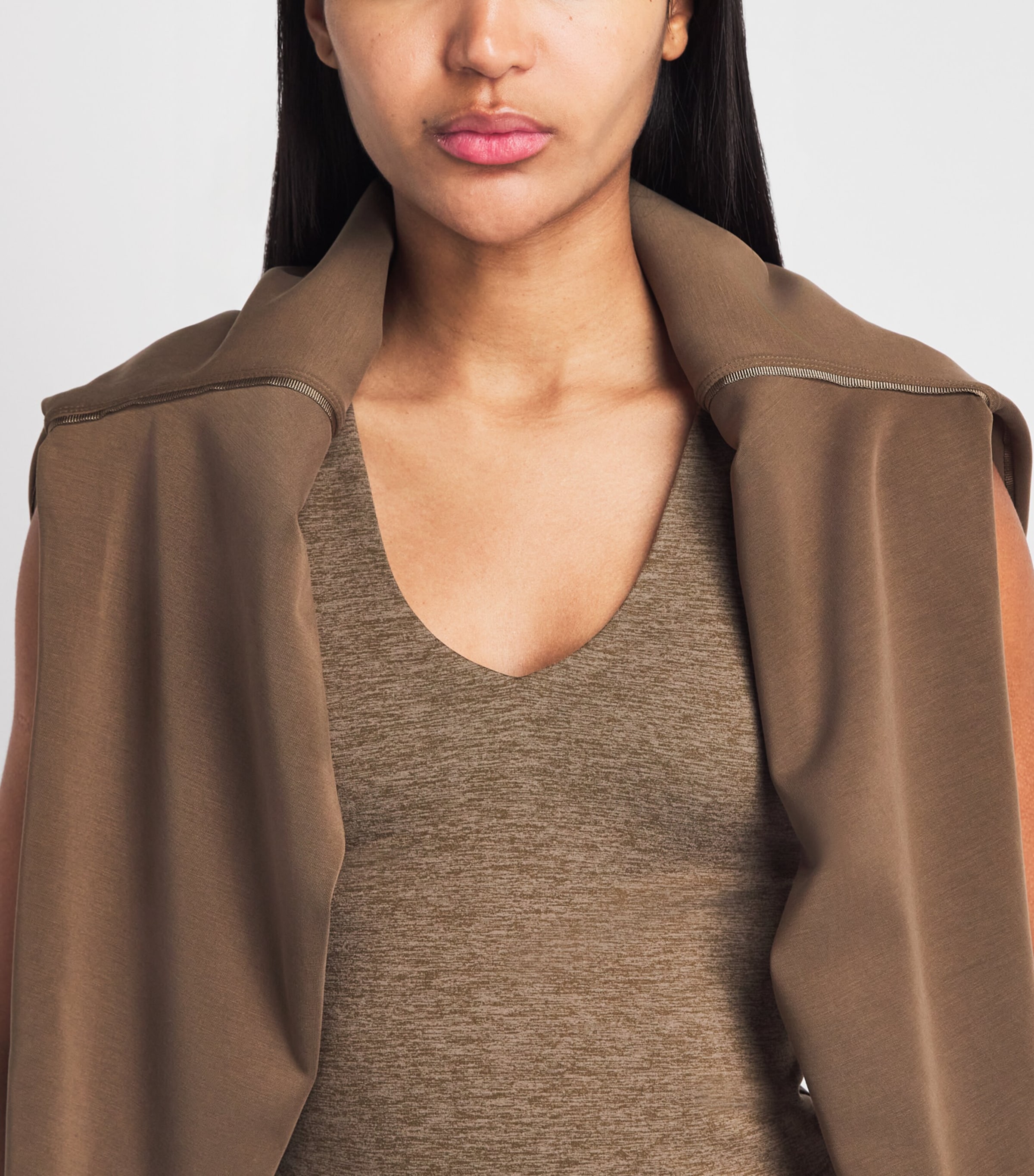 Varley Womens Cropped Ruby Tank Top Teak Olive Marl Image 3
