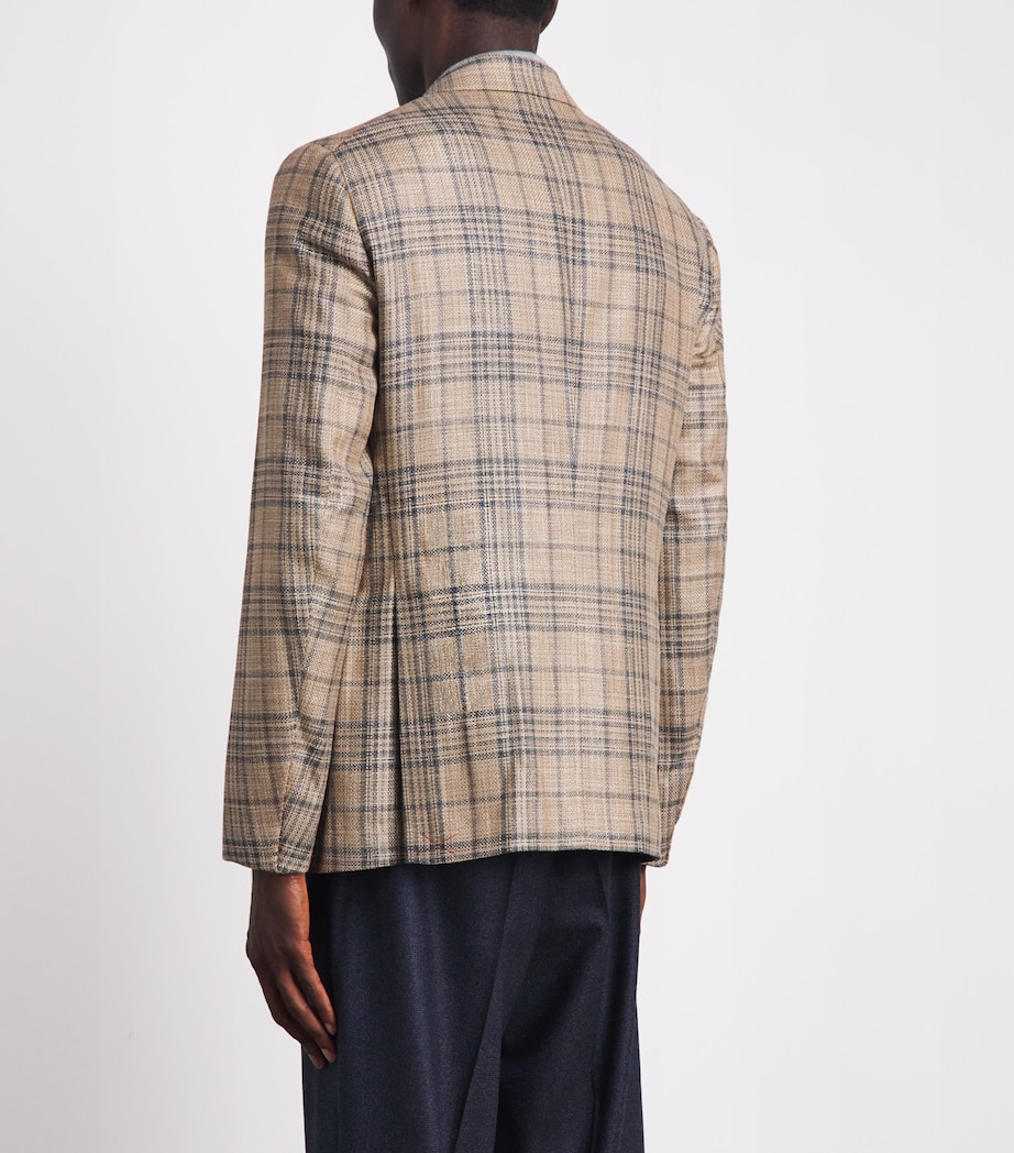 Isaia Mens Wool-Silk Check Capri Blazer Image 5