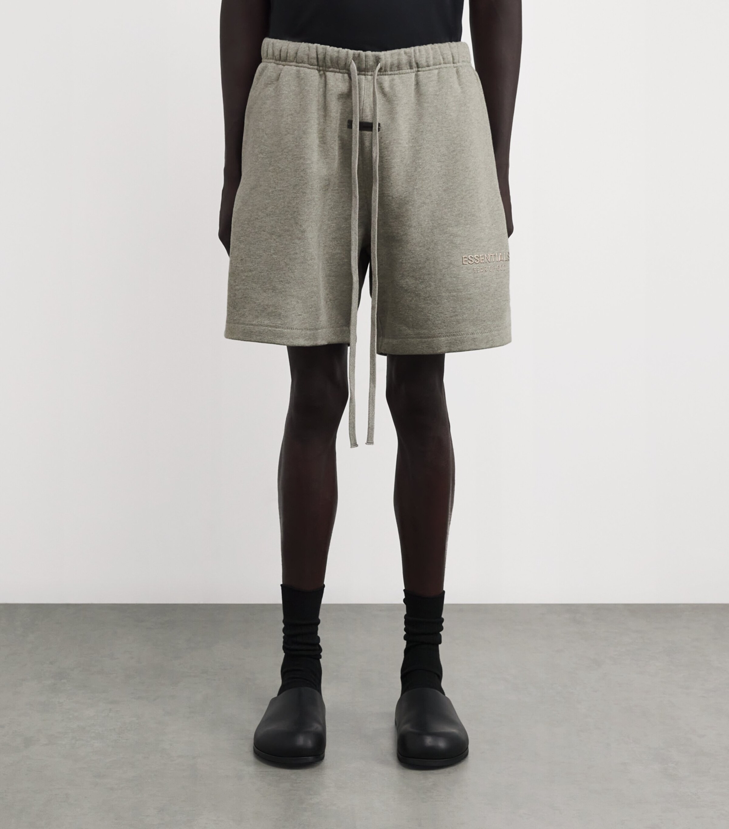 FEAR OF GOD ESSENTIALS Mens Cotton-Blend Soccer Shorts Concrete Heather Image 3