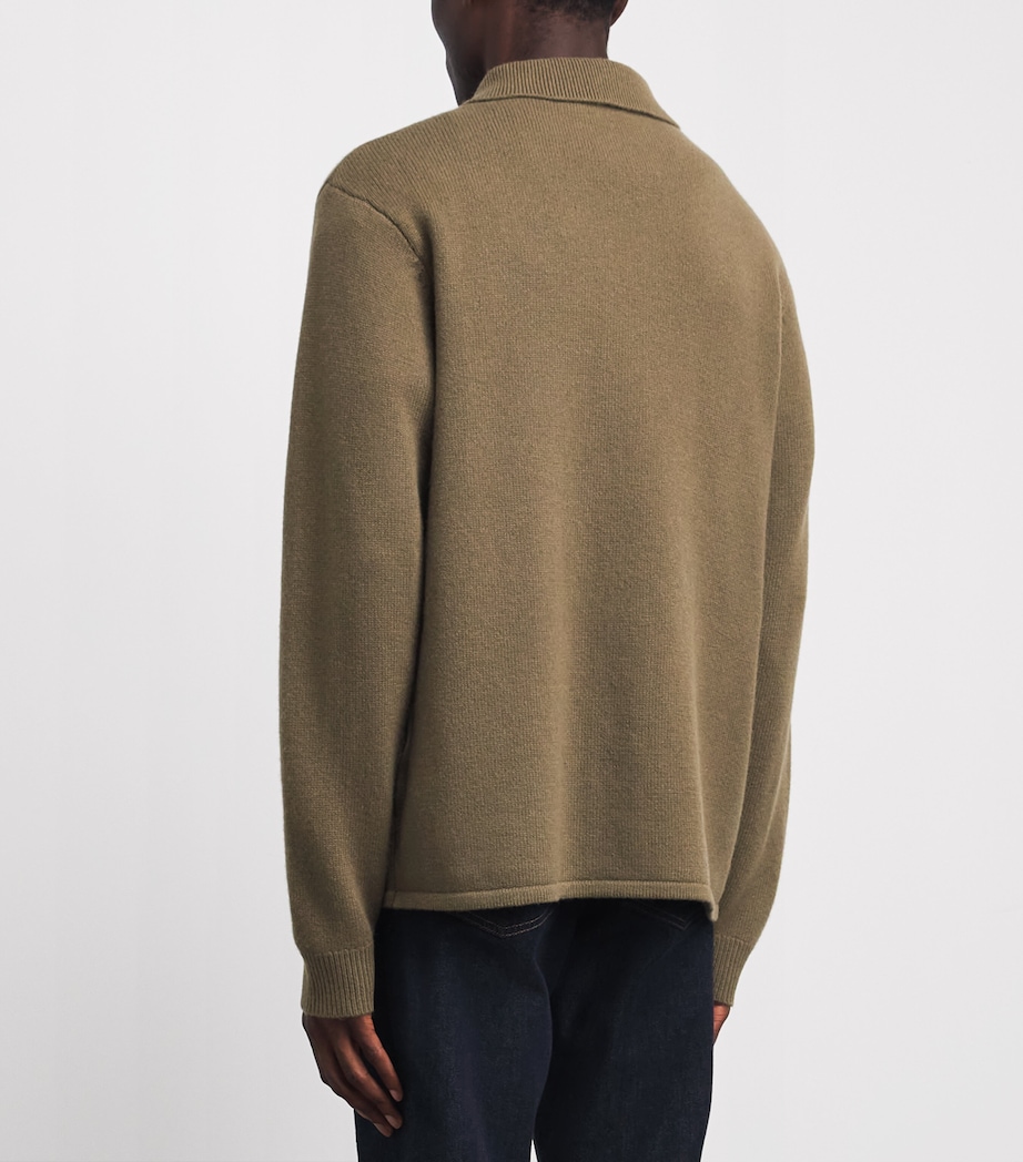 FRAME Mens Wool Collar Cardigan Brno Brown Olive Image 5