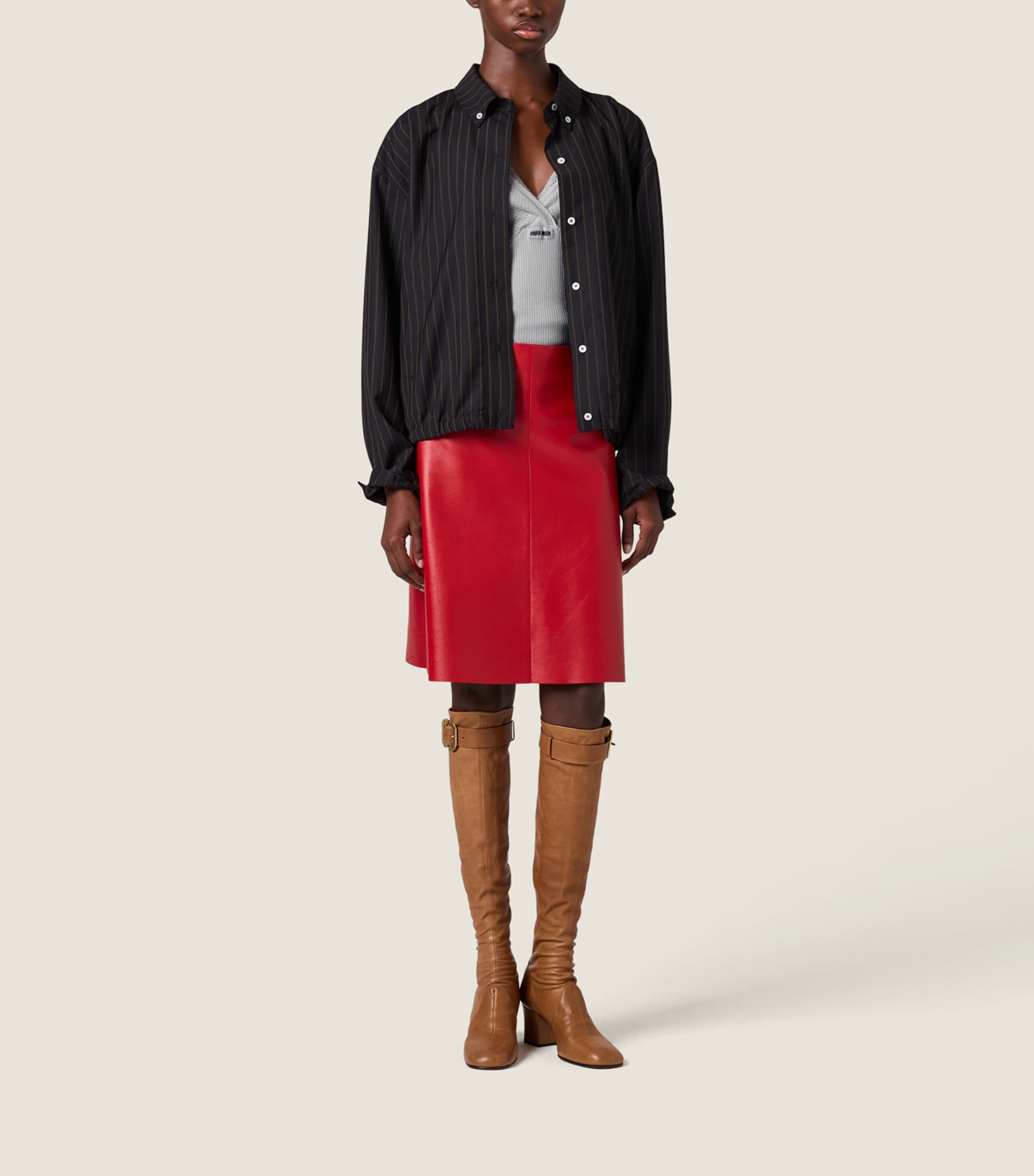 Miu Miu Womens Pinstripe Blouson Jacket Image 2