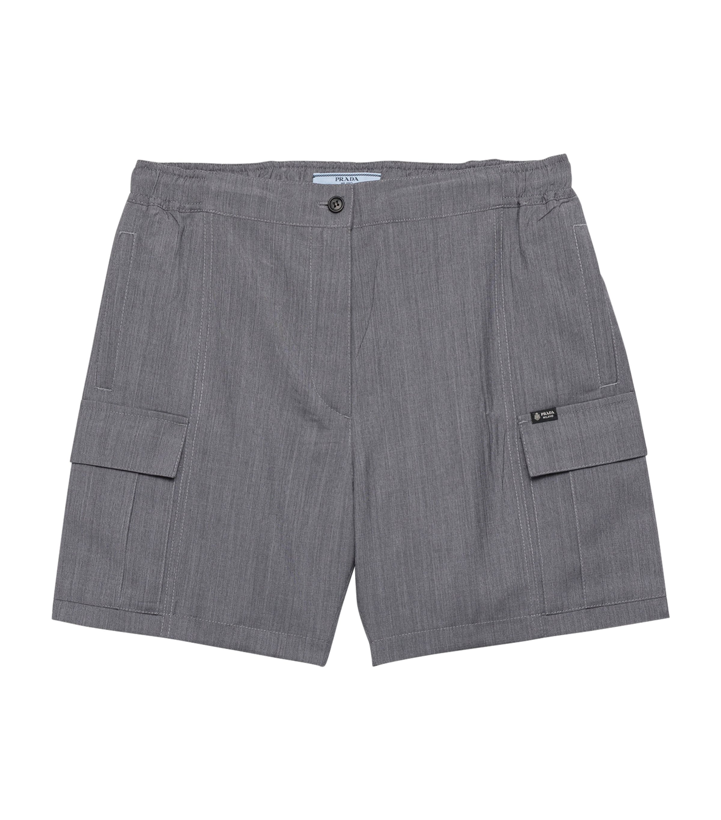 Prada Womens Virgin Wool-Mohair Shorts Grey Image 1