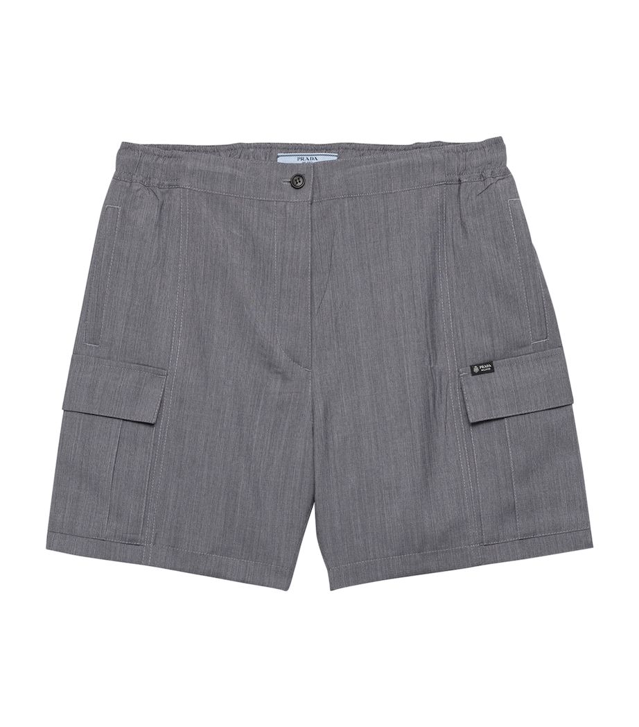Prada Womens Virgin Wool-Mohair Shorts Grey Image 1