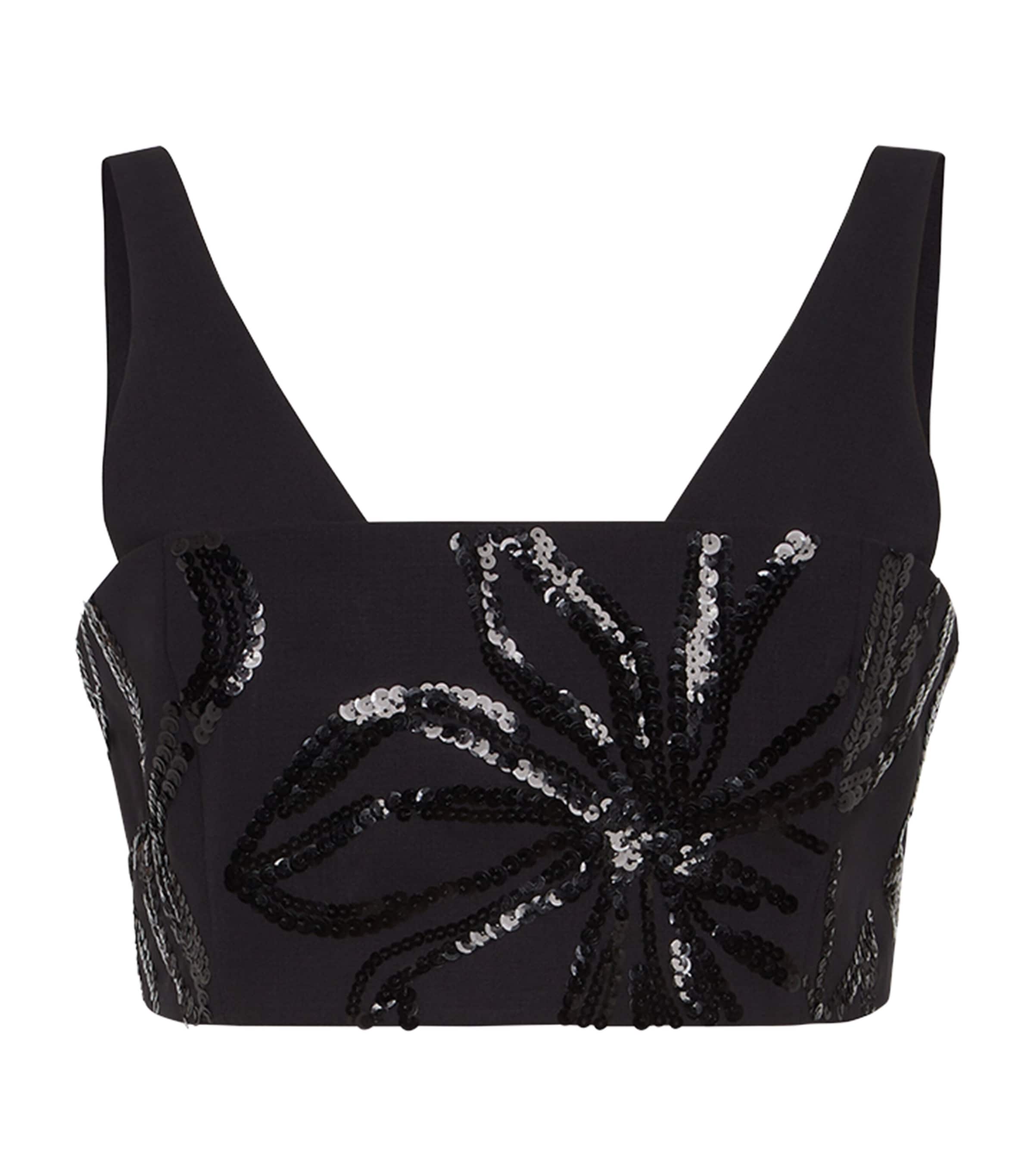 Brunello Cucinelli Embellished Crop Top In Black
