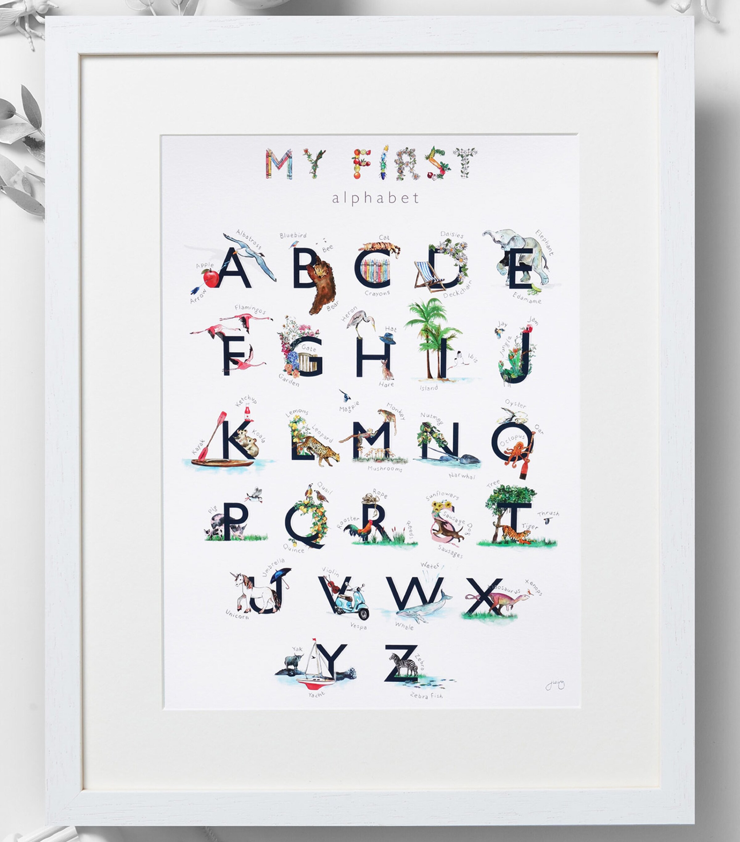 My First Alphabet Nursery A3 Art Print NAVY Image 2