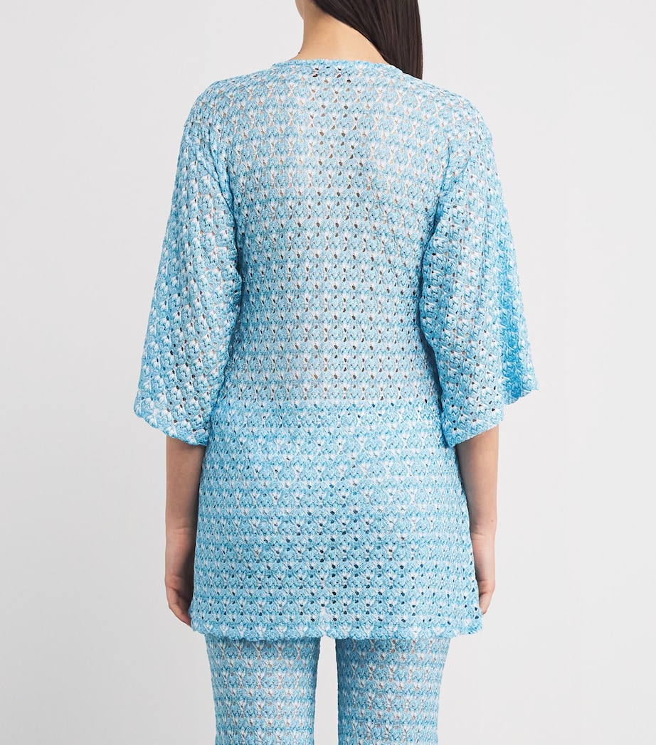 Metallic-Crochet Mini Dress S72L5 LIGHT BLUE Image 4