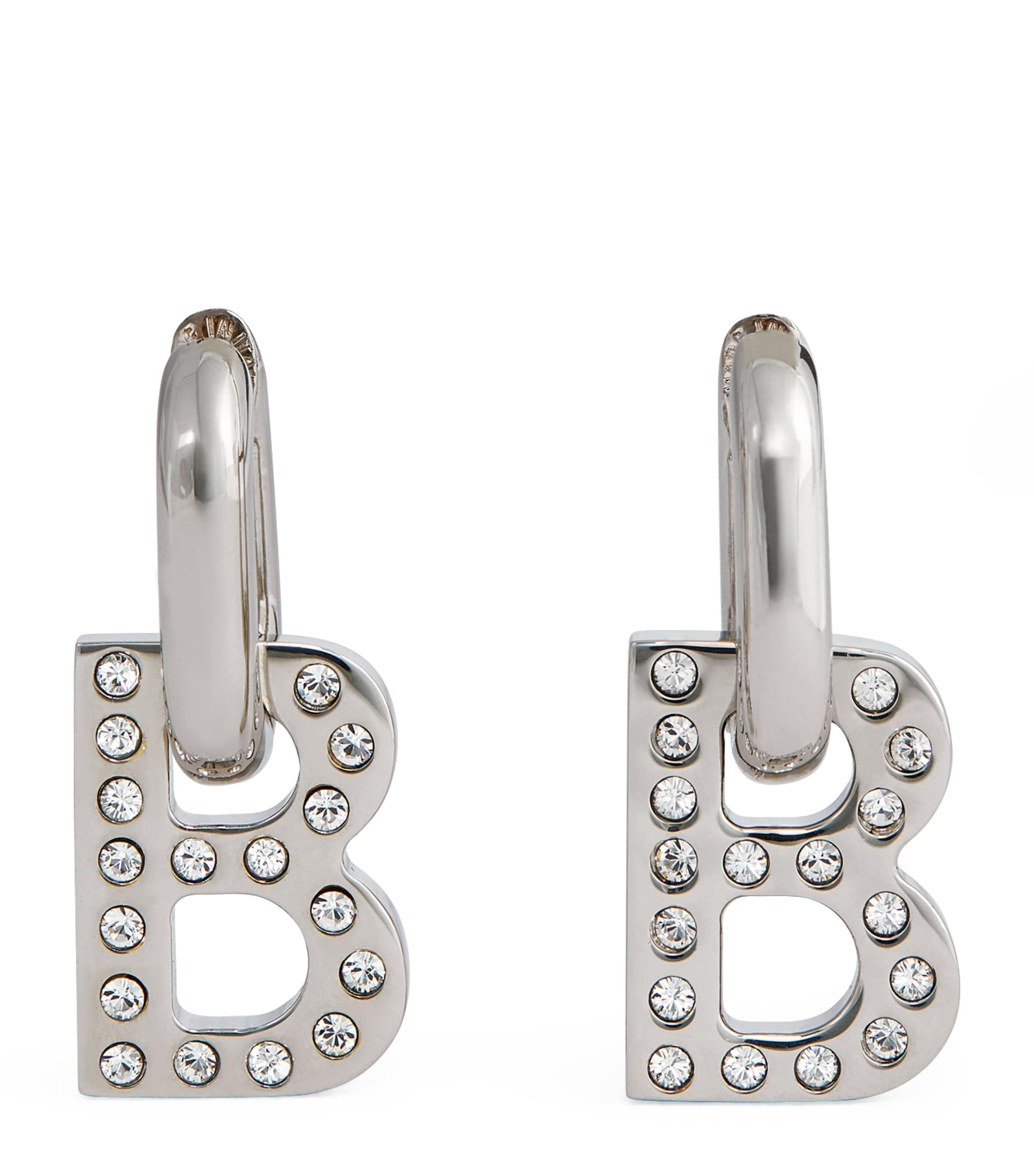 Balenciaga Xs B Chain Drop Earrings In Grey