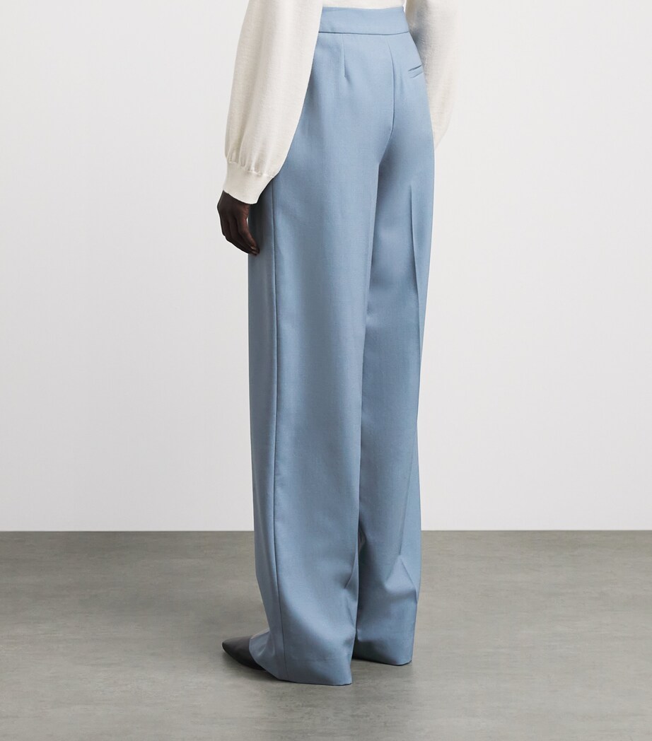 Laura Pitharas Womens Wool Wide-Leg Trousers Steel Blue Image 5