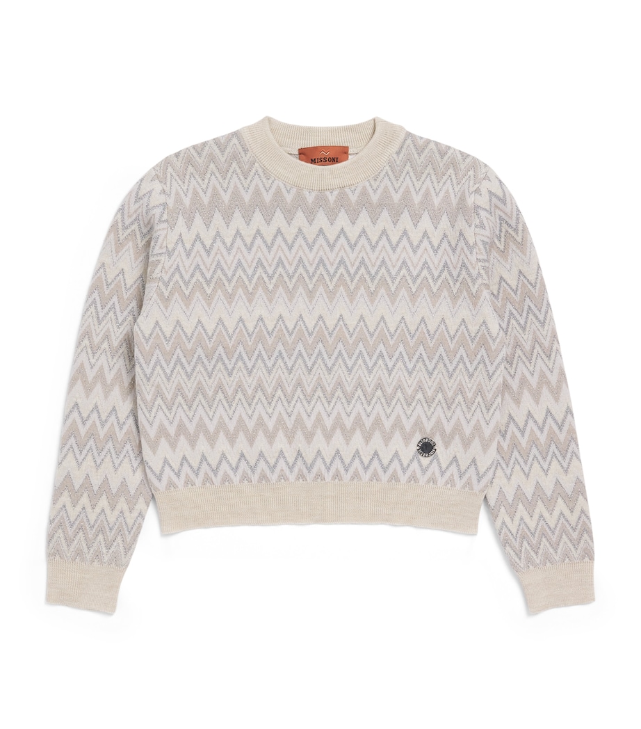 Missoni Kids Wool-Blend Cotton Zigzag Sweater (4-14 Years) Beige.ch.mel/argento Image 1