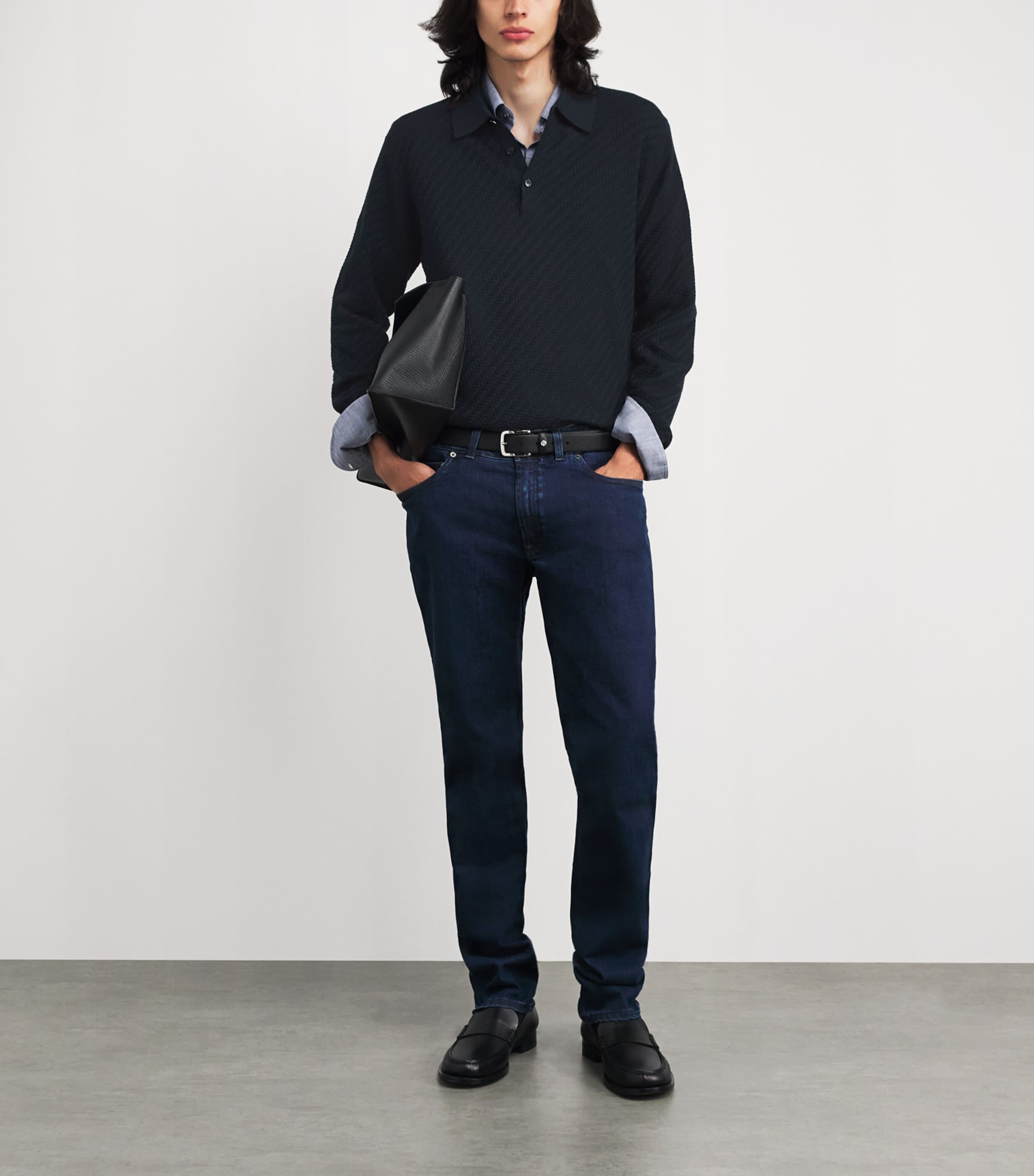 Brioni Mens Cotton-Silk-Cashmere Polo Shirt Image 2