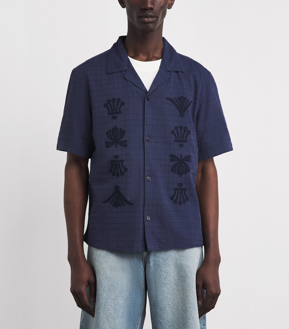 Wax London Mens Embroidered Curzon Shirt Navy Image 4