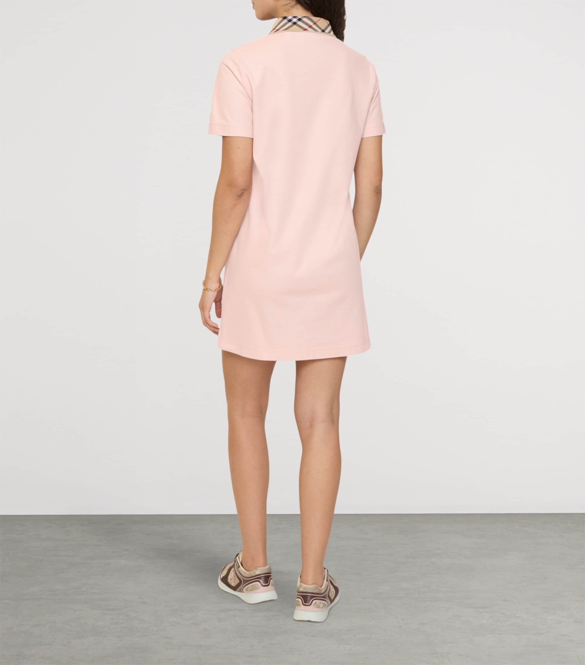 Check-Collar Polo Shirt Mini Dress POSY PINK Image 3