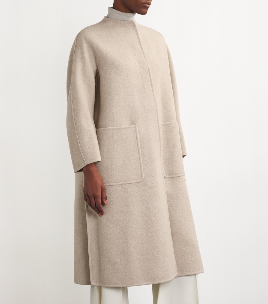 Max Mara Womens Cashmere Collarless Coat Beige Image 3