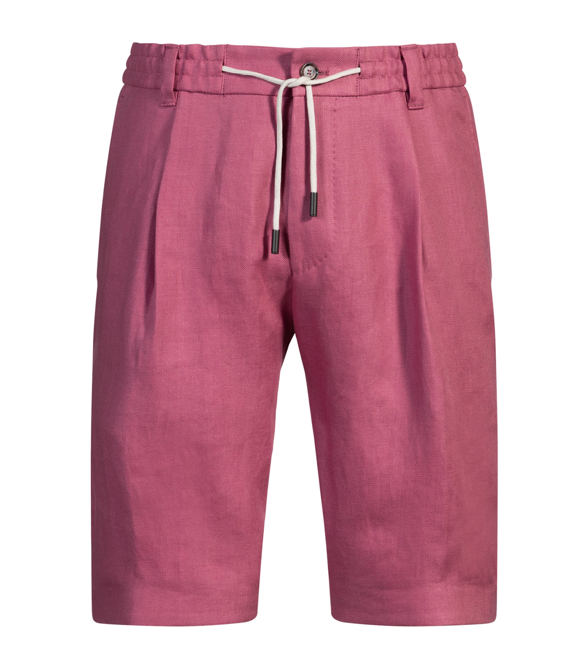 Hugo Boss Tapered-fit Shorts In Wrinkle-resistant Linen In Pink