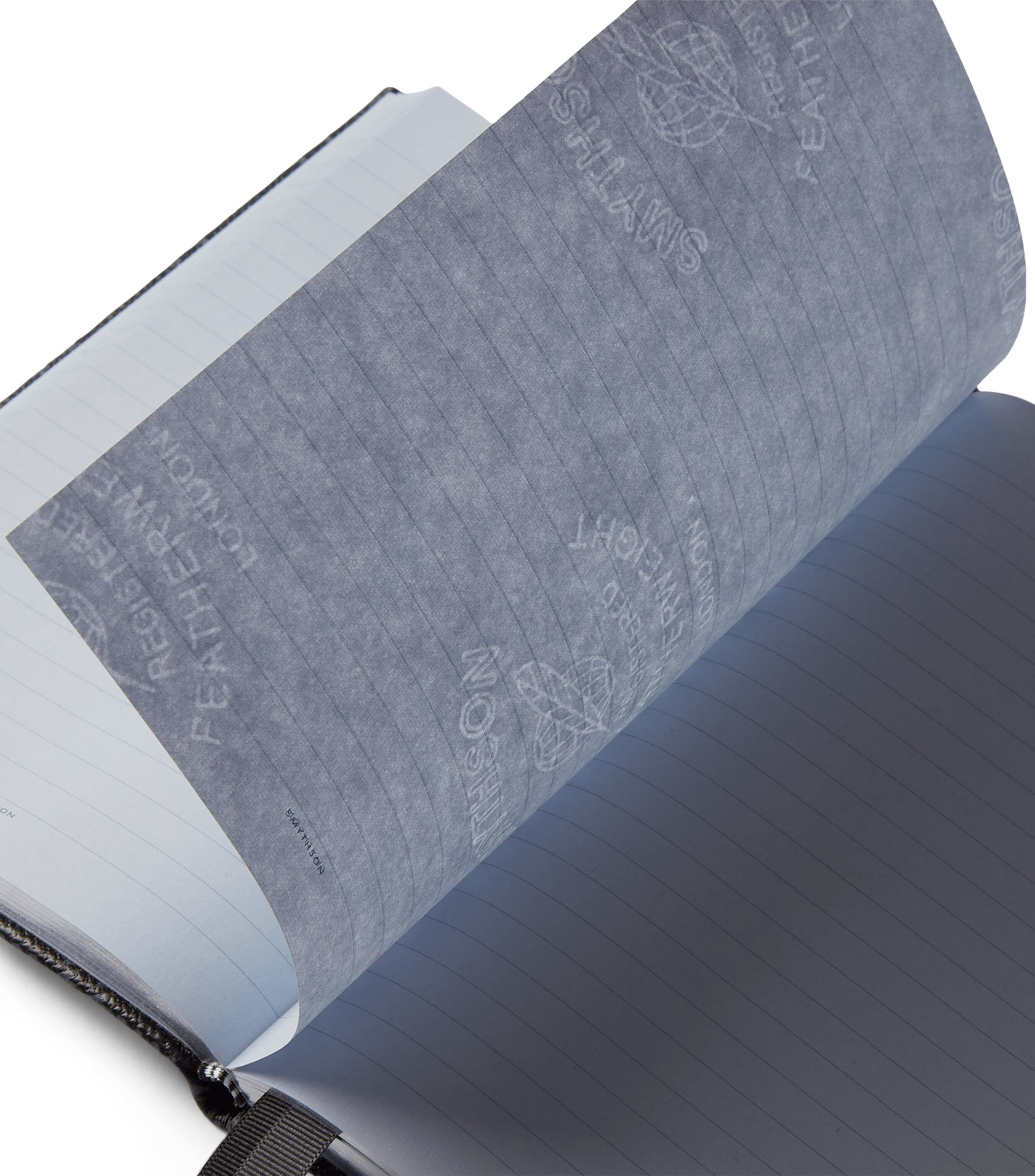 Smythson Leather Tweed-Print Soho Notebook Slate Green Image 3