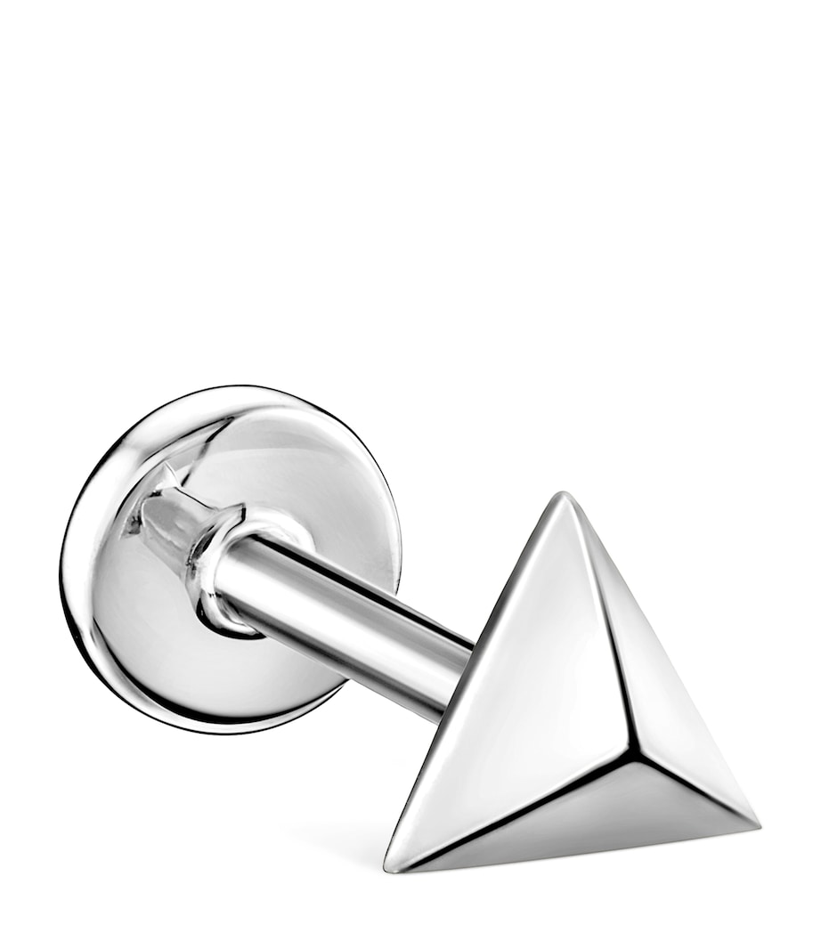 White Gold Faceted Triangle Threaded Stud Earring (5mm) WHITE GOLD Image 1