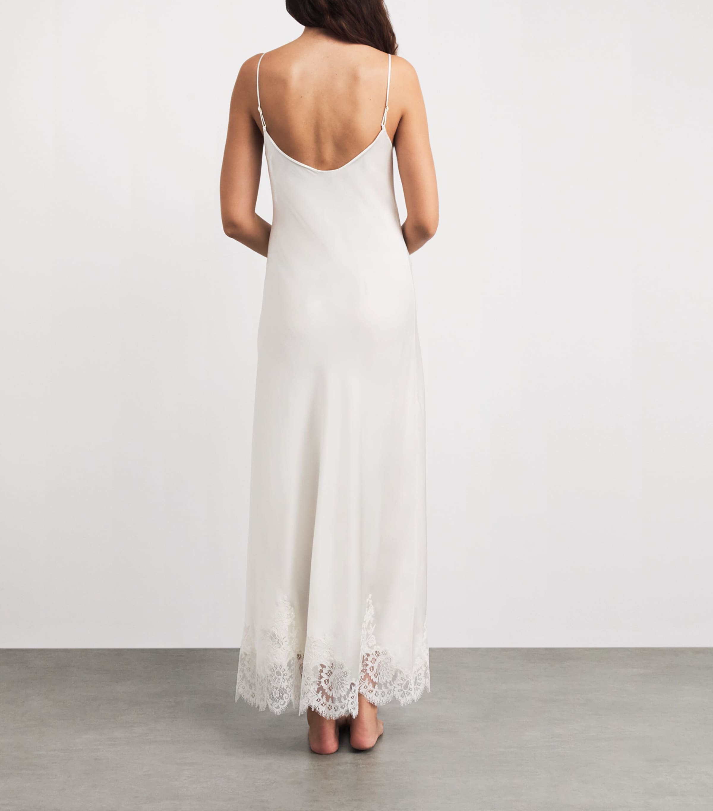 Carine Gilson Womens Silk Lace-Trim Julia Slip Dress Naturel/naturel Image 4