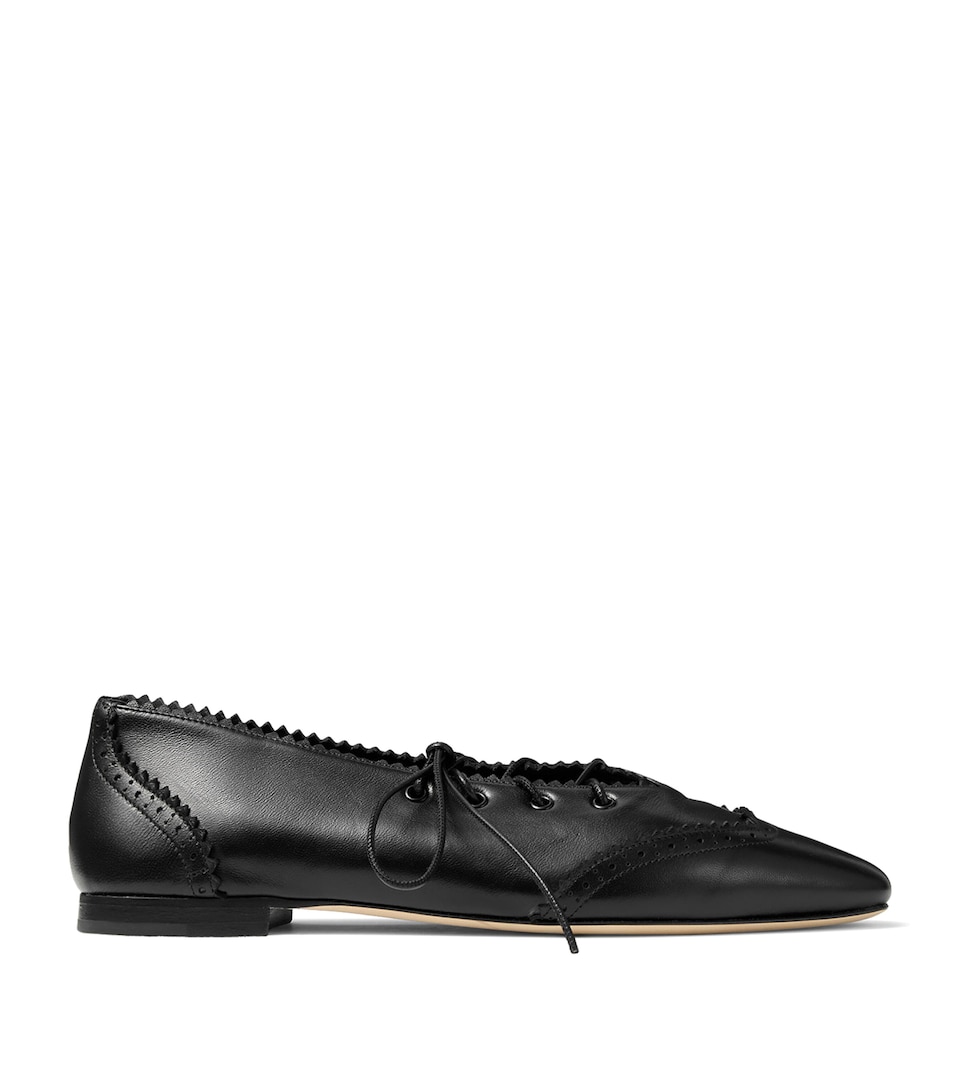 Jimmy Choo Margot Leather Lace-Up Flats Black/black