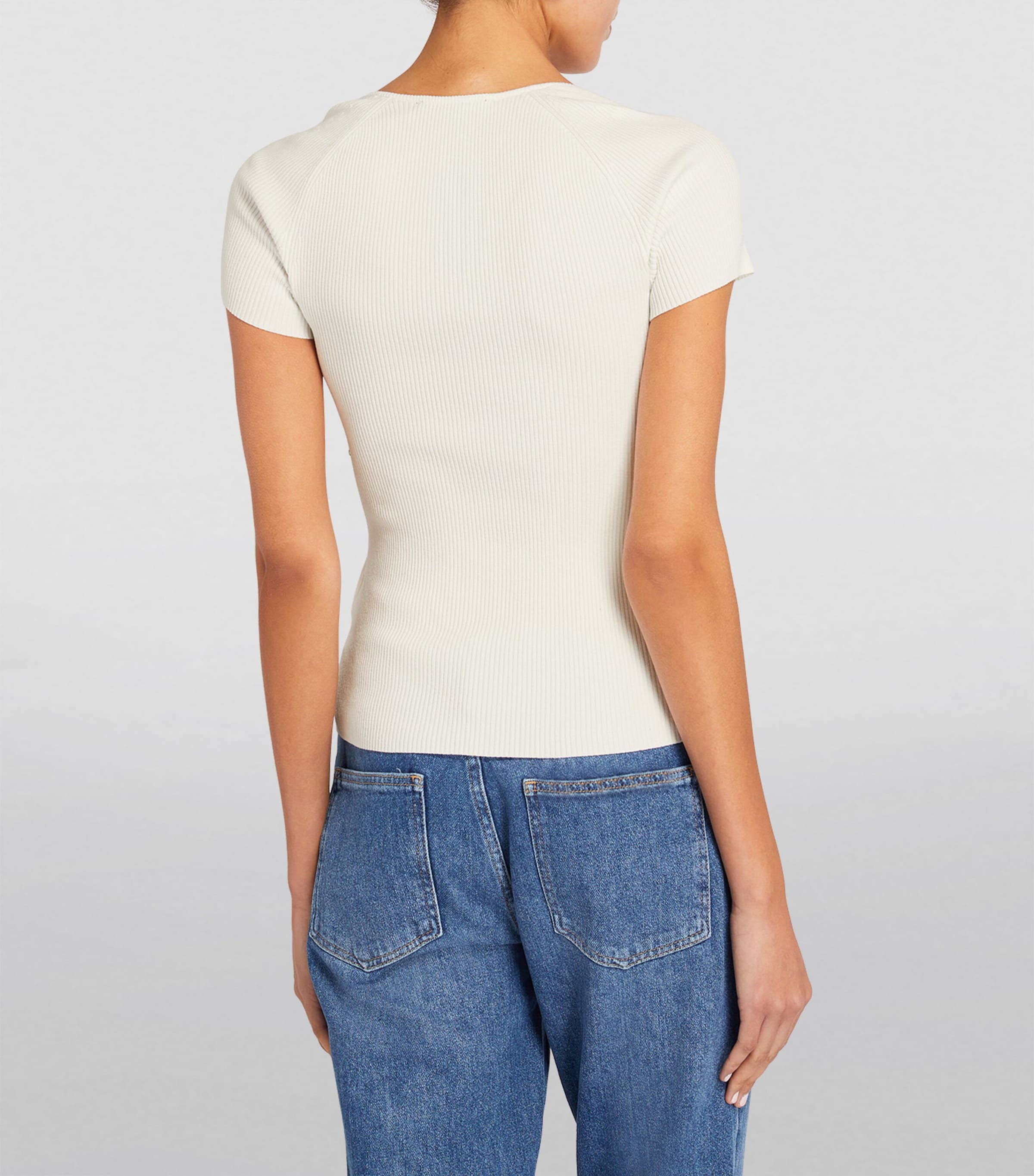 Short-Sleeve Ribbed Top ECRU Image 4