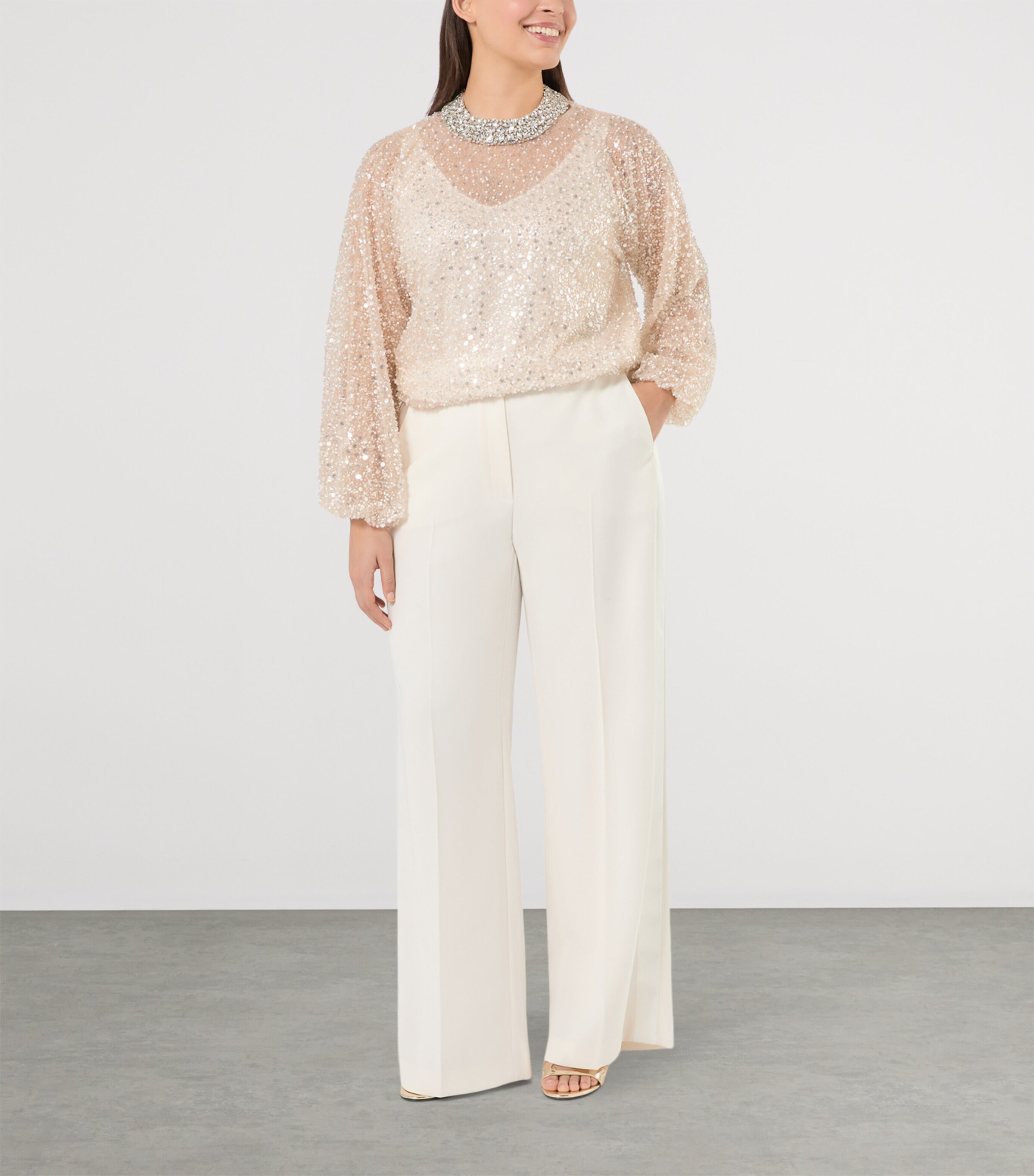 Marina Rinaldi Womens Wide-Leg Tailored Trousers Ivory Image 2