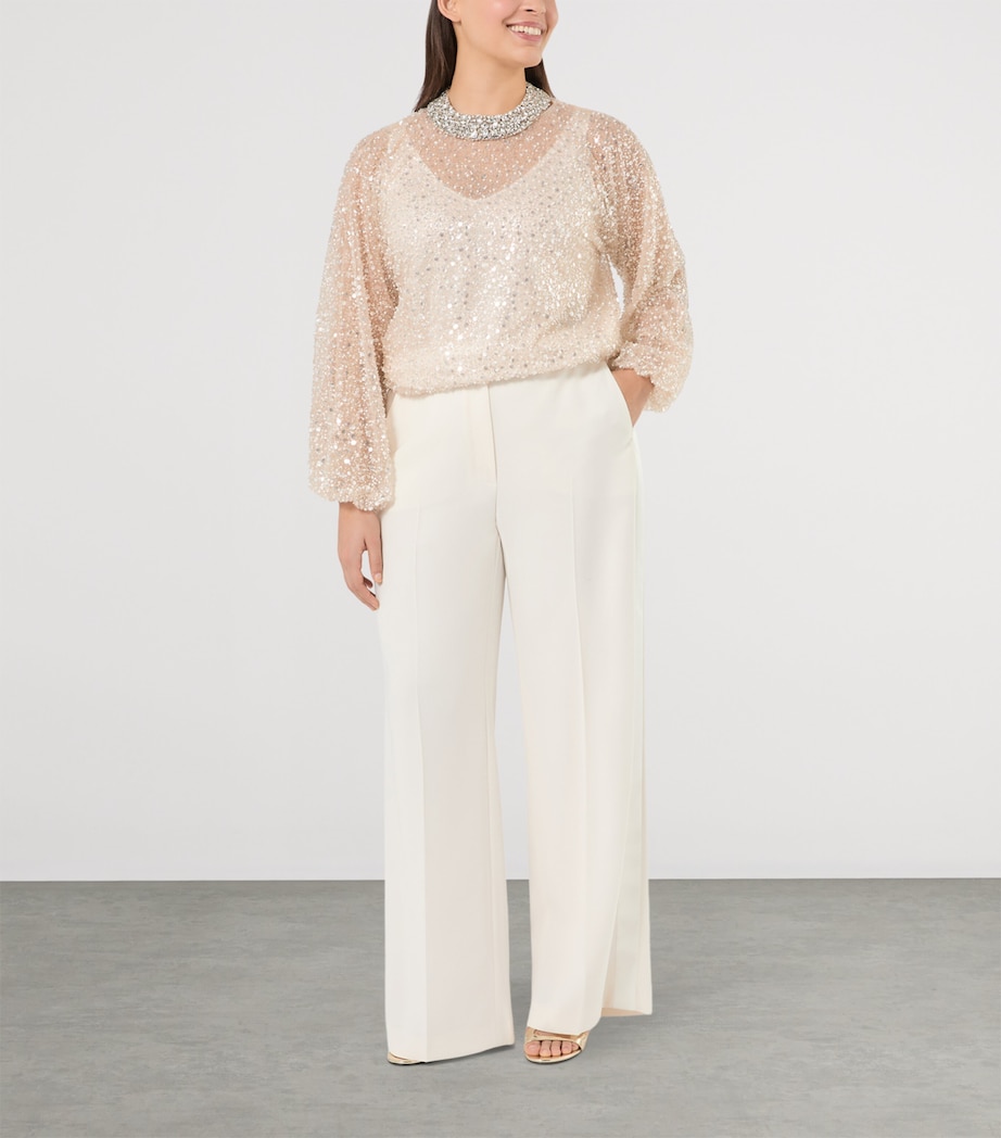 Marina Rinaldi Womens Wide-Leg Tailored Trousers Ivory Image 2