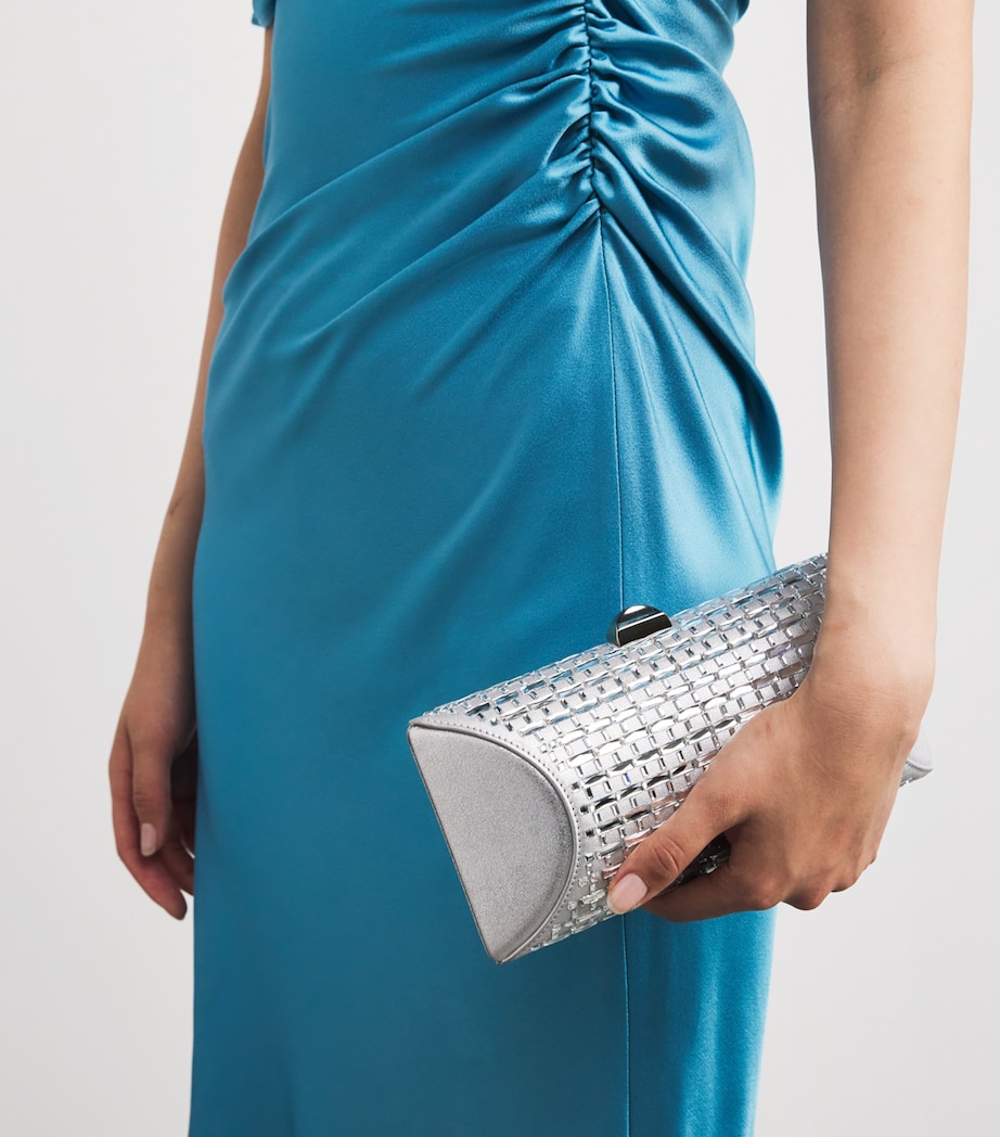 Satin Embellished Tube Plus Clutch Bag 0099 SILVER Image 2
