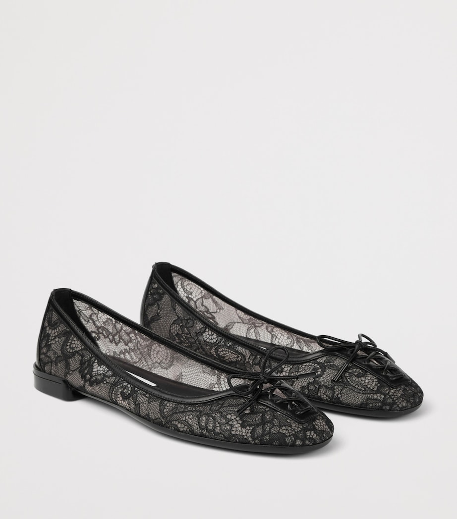 Jimmy Choo Womens Scarlett Lace Ballet Flats Black/black Image 2
